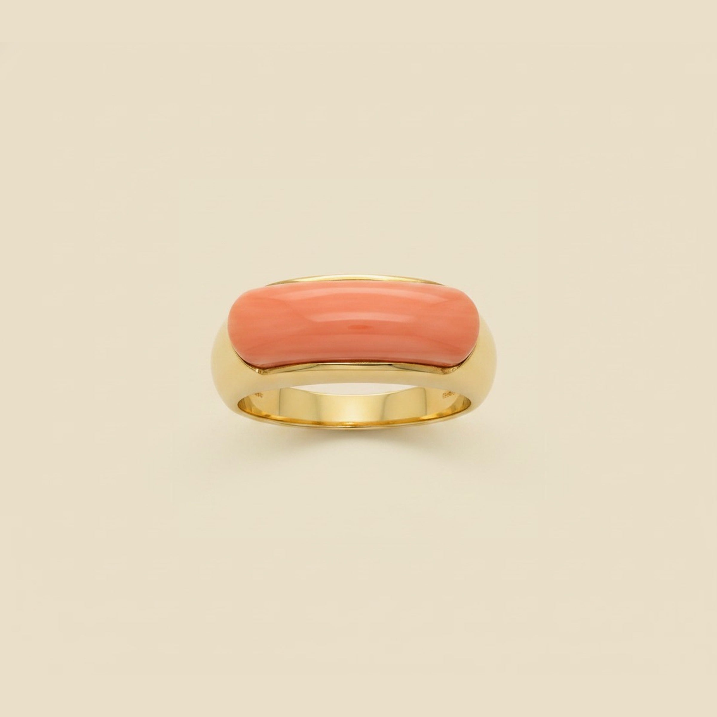 Simple Yellow Gold Classic Coral Ring