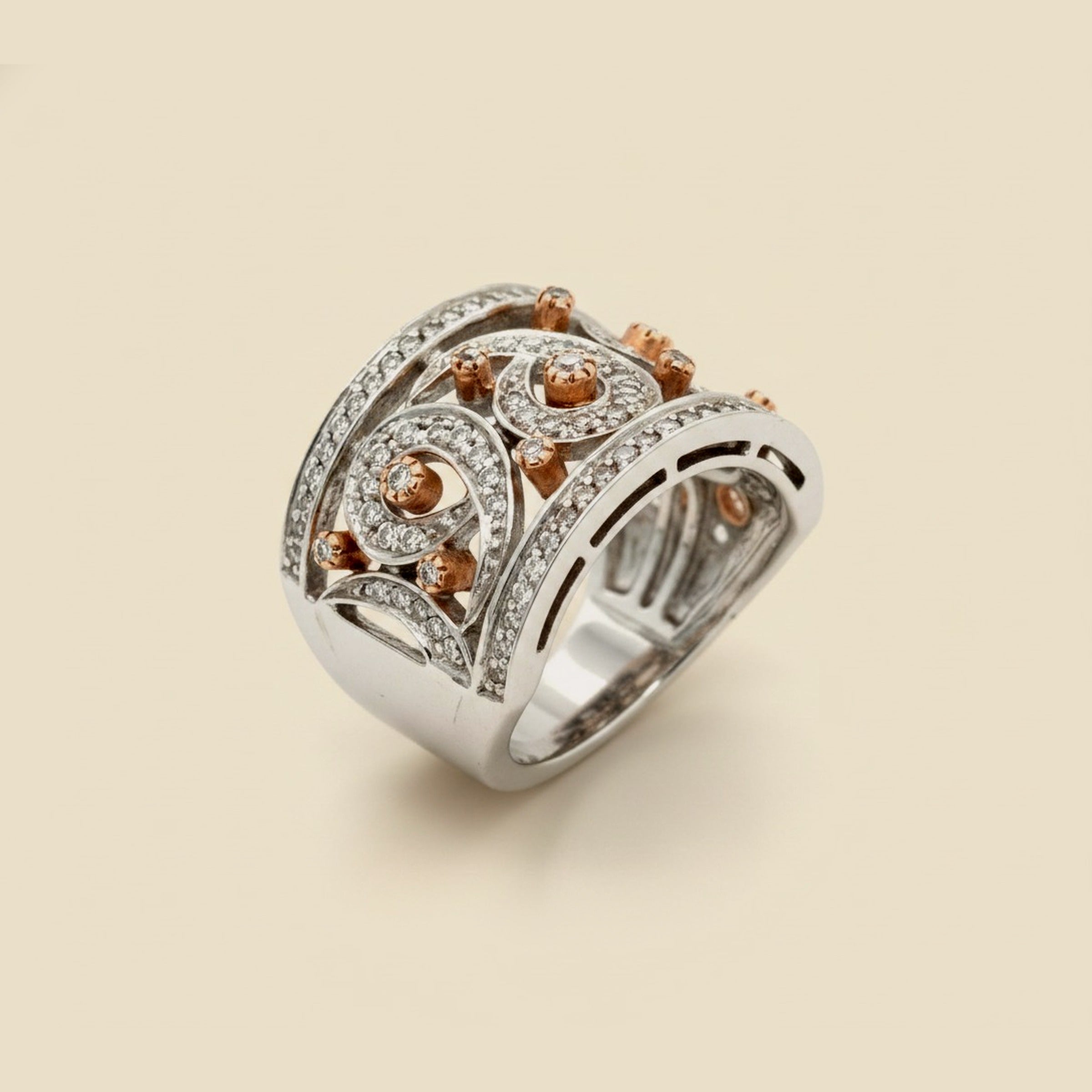 Sonia Bitton Diamond Swirls & Rose Gold Ring
