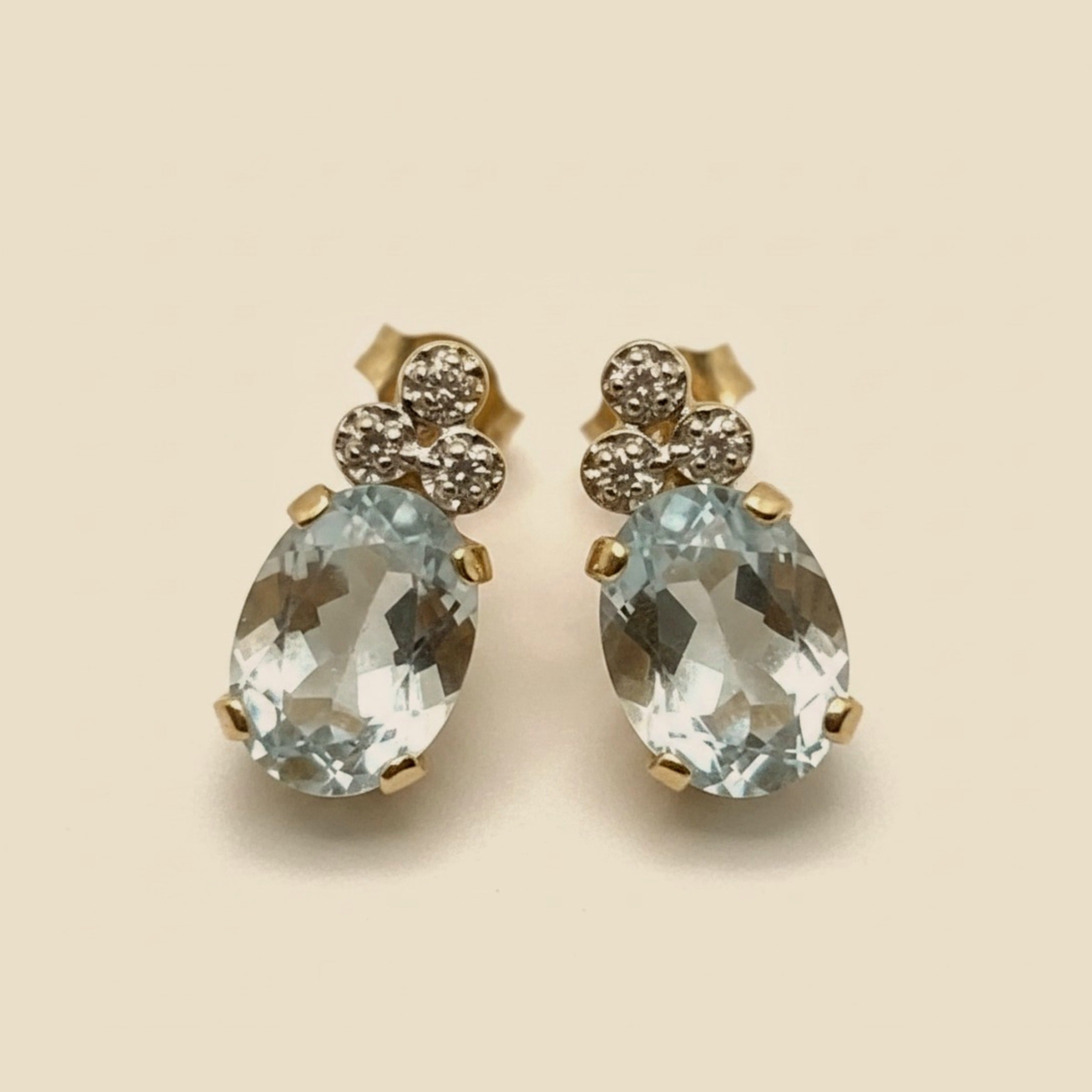 Sweet Yellow Gold Aquamarine and Diamond Earrings – Empire Diamond