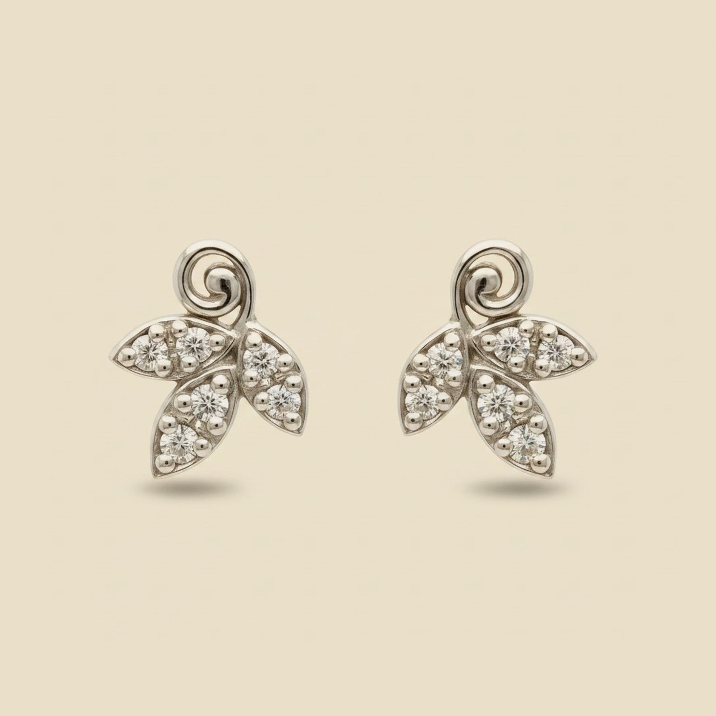 Tiffany & Co. 18k White Gold Diamond Leaf Earrings