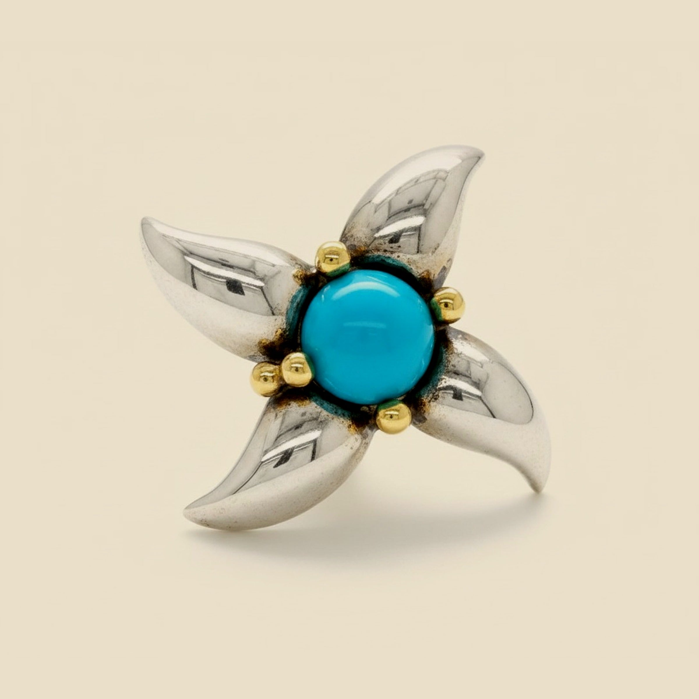 Tiffany & Co. Sterling Silver & 18K Turquoise Starfish Pin – Empire Diamond