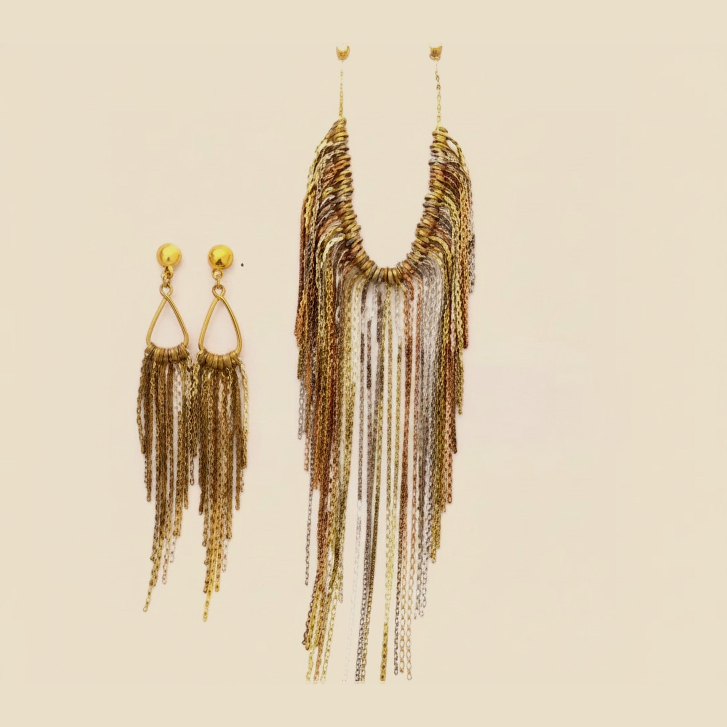 Tri-Color Tassle Choker and Earring Set – Empire Diamond