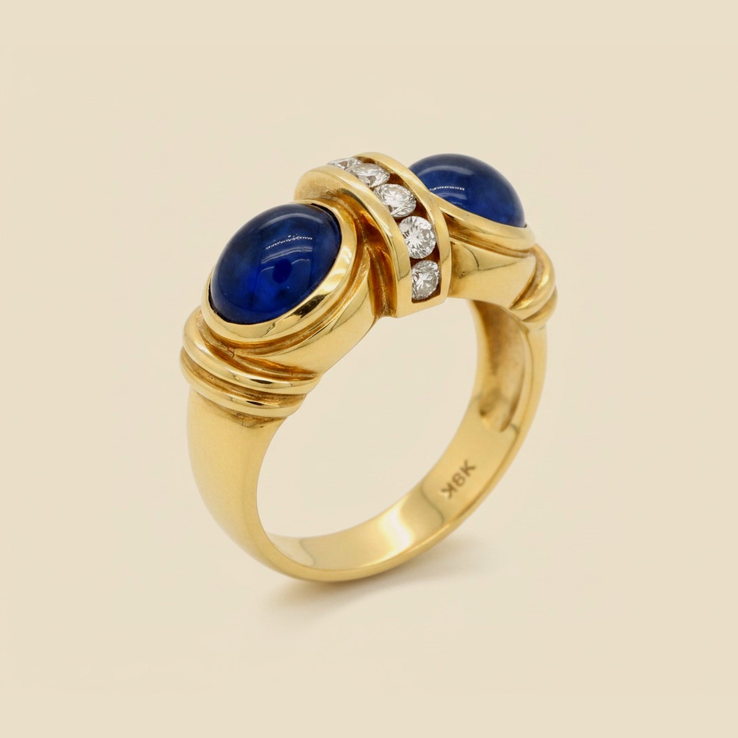 Twin Cabochon Sapphire & Diamond Cocktail Ring – Empire Diamond