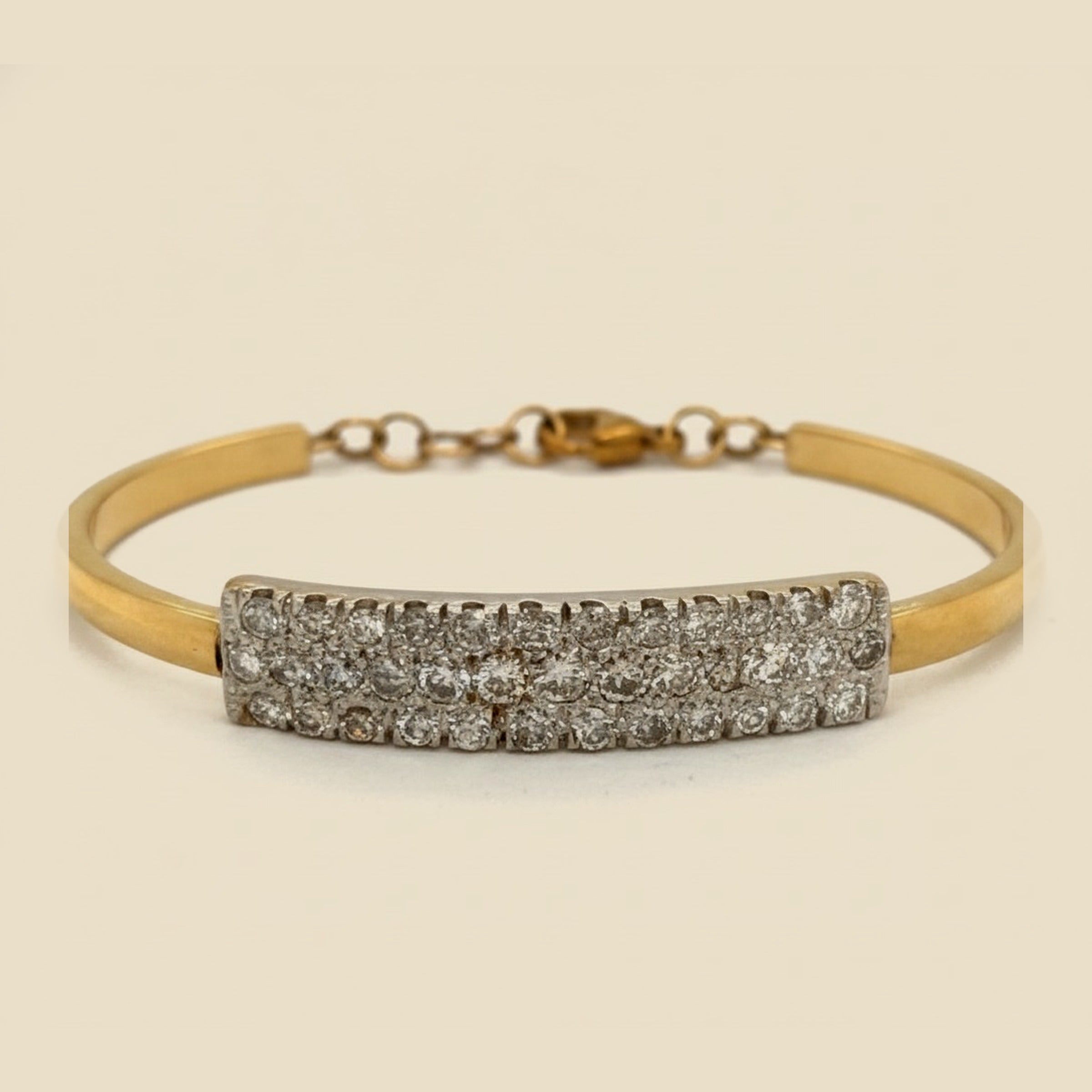 Two tone 14k Adjustable Diamond Bangle Bracelet