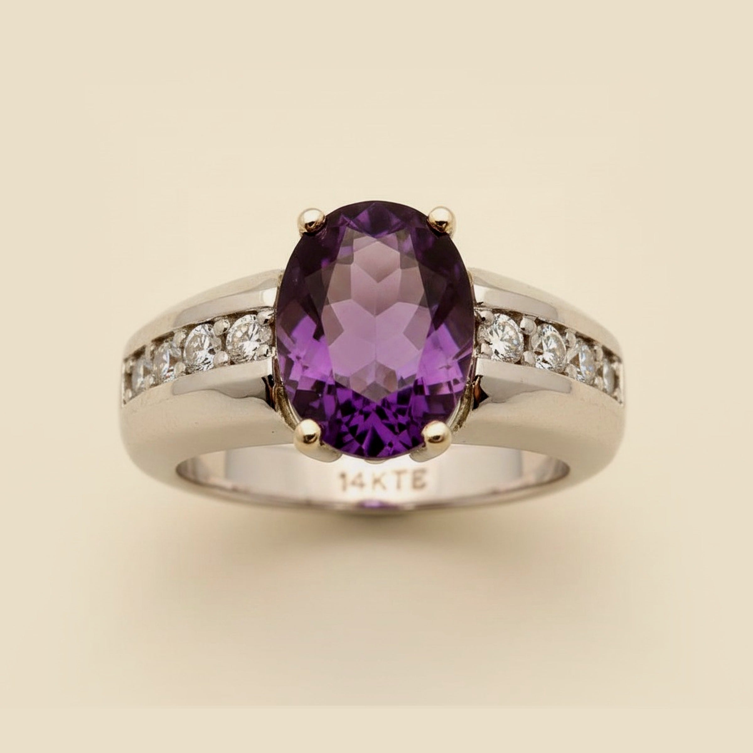 Two Tone Amethyst & Diamond Ring – Empire Diamond – view 2
