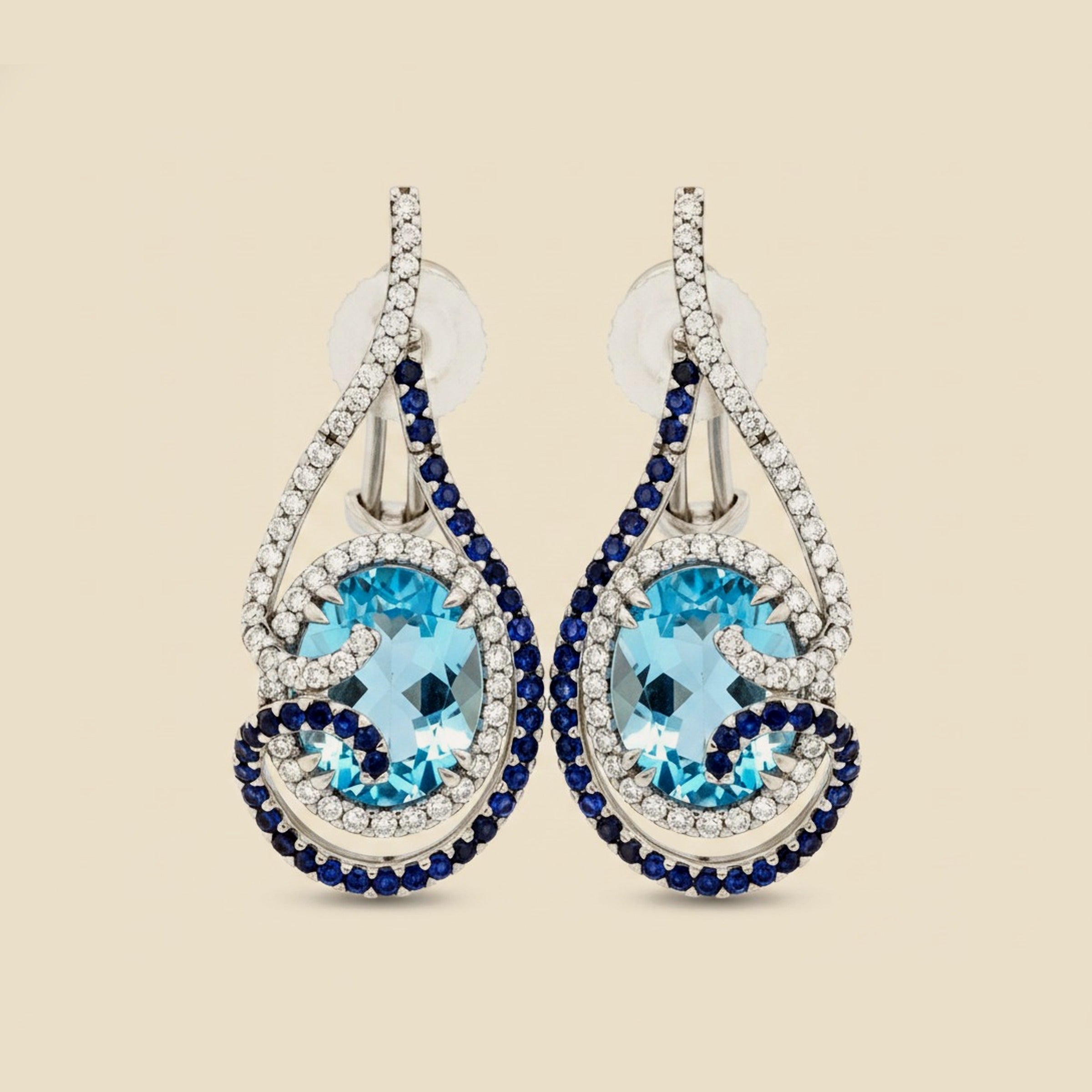 Vibrant Blue Topaz Diamond & Sapphire Free Flow Earrings – Empire Diamond
