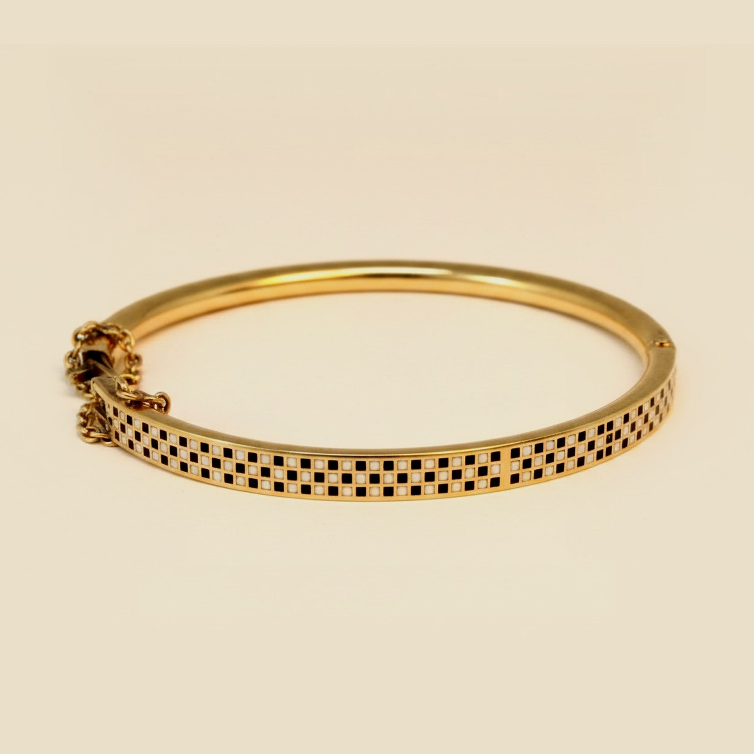 Victorian 9K Yellow Gold Blue & White Checkered Bracelet – Empire Diamond