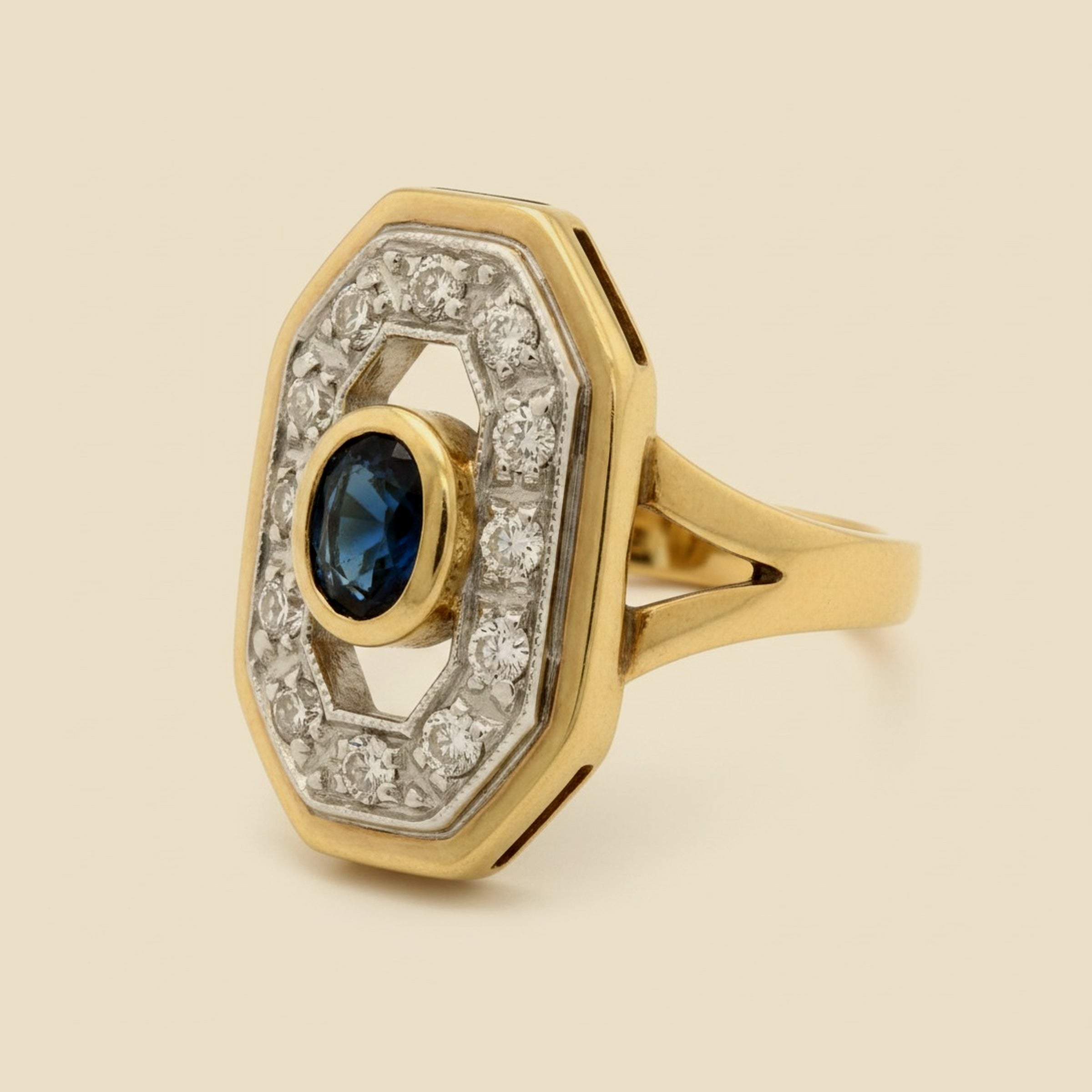 Victorian Yellow Gold and Silver Dinner Ring – Empire Diamond – view 2