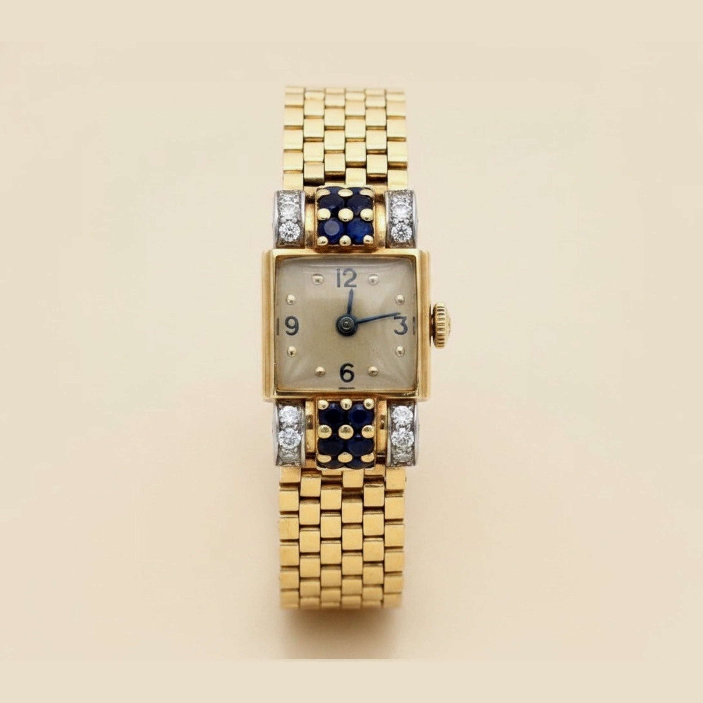 Vintage 1940's Yellow Gold Sapphire/Diamond Watch