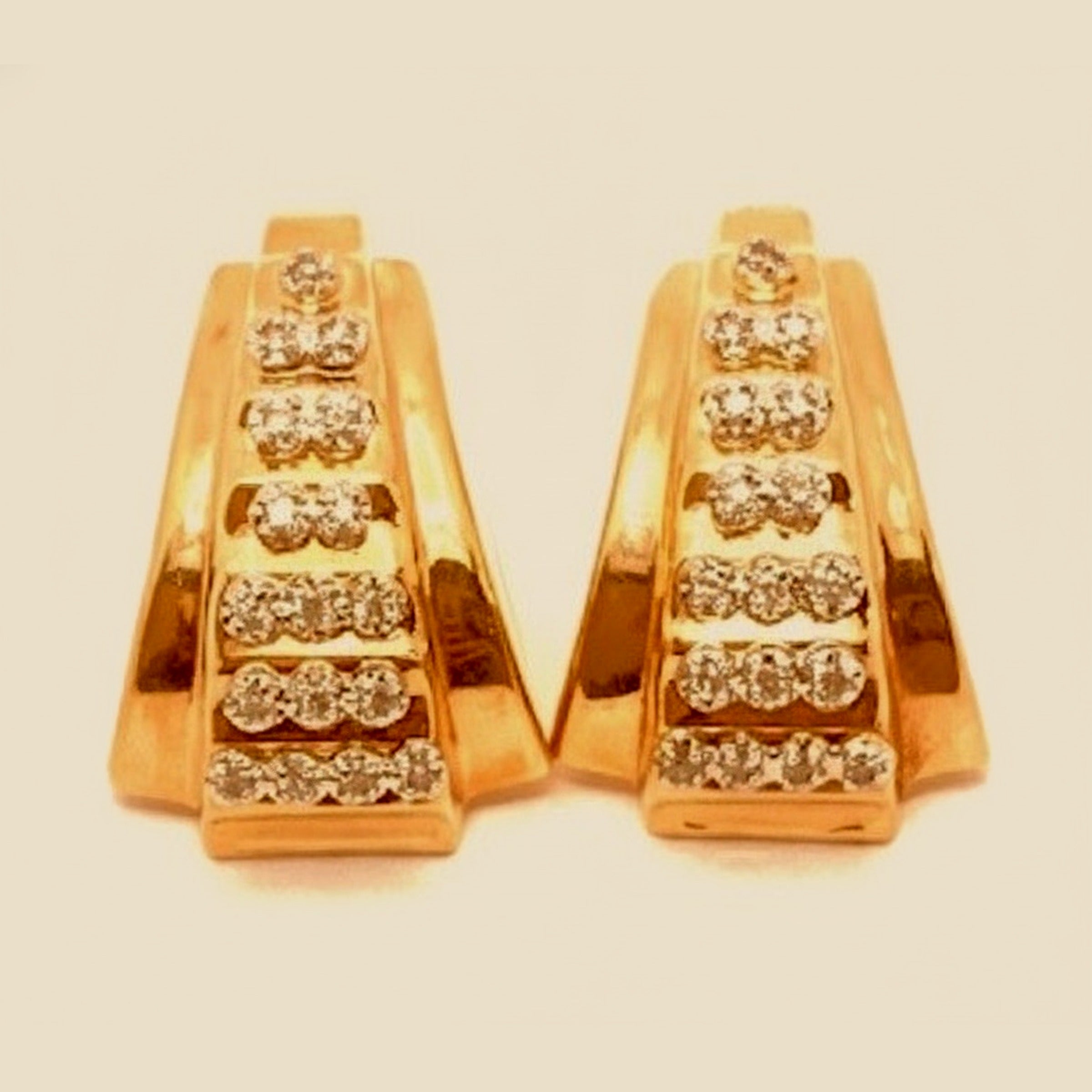 Vintage Decorative Large Yellow Gold and Diamond Earrings – Empire Diamond