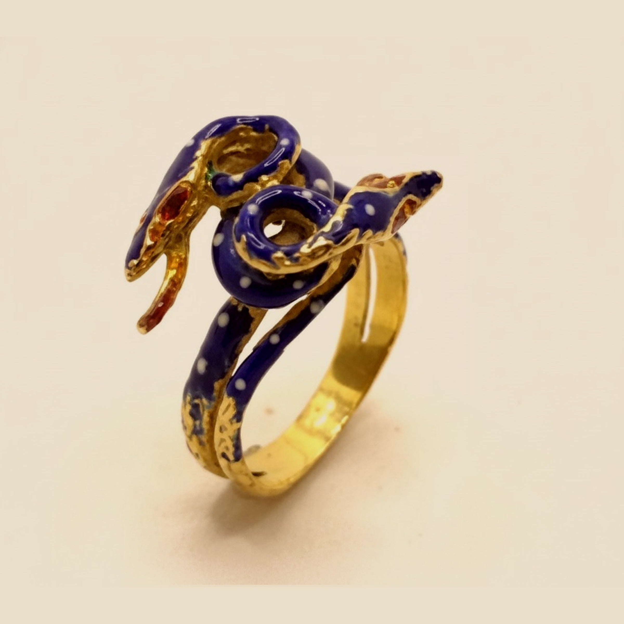Vintage Yellow Gold Two Headed Serpent Ring