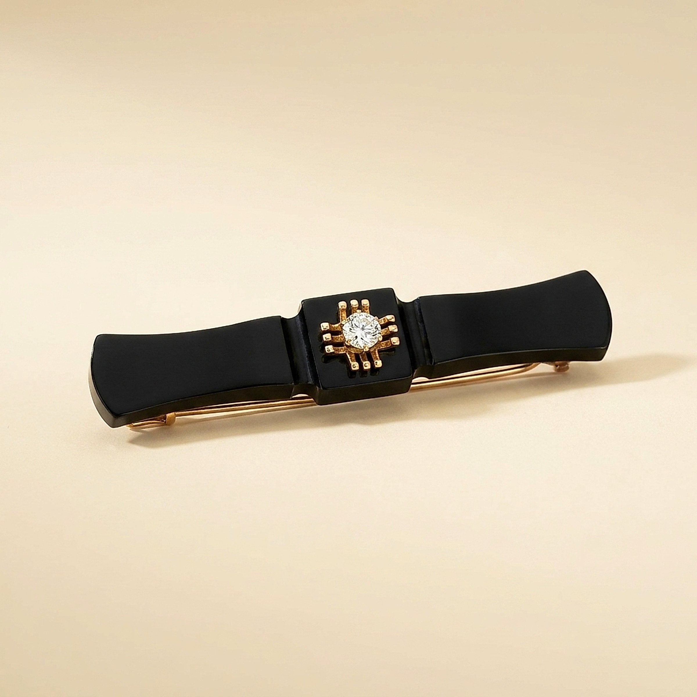 Onyx Bar Pin with a Rose Gold Pin