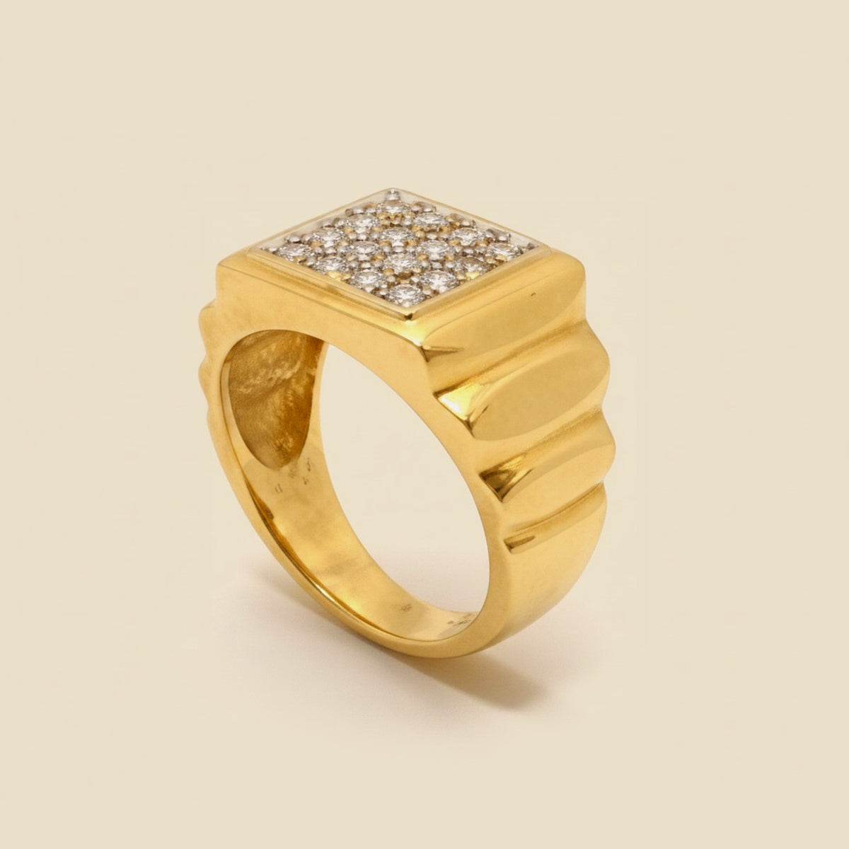 Gents Yellow Gold Diamond Cluster Ring