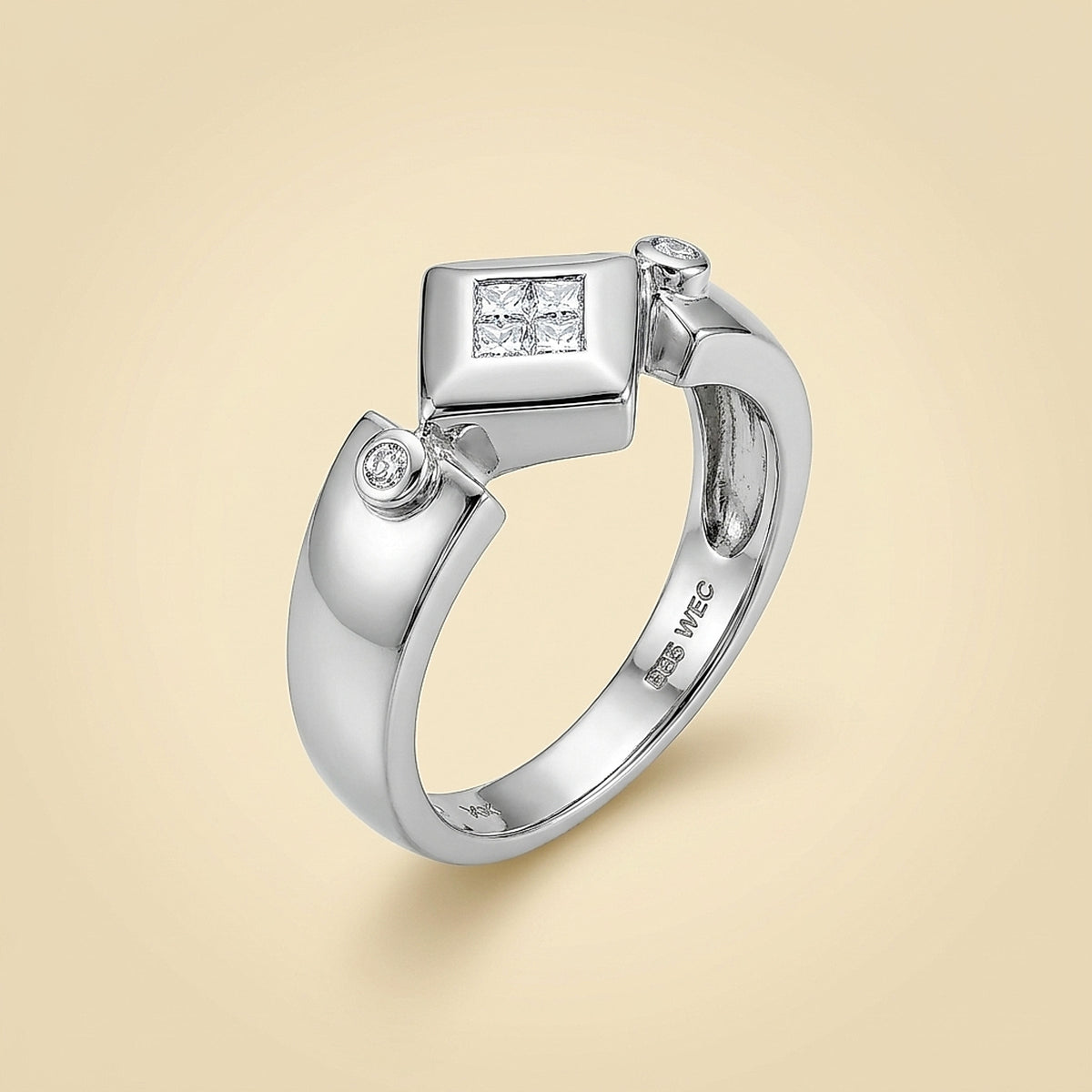 14K Brush/Matte Finish Diamond Ring