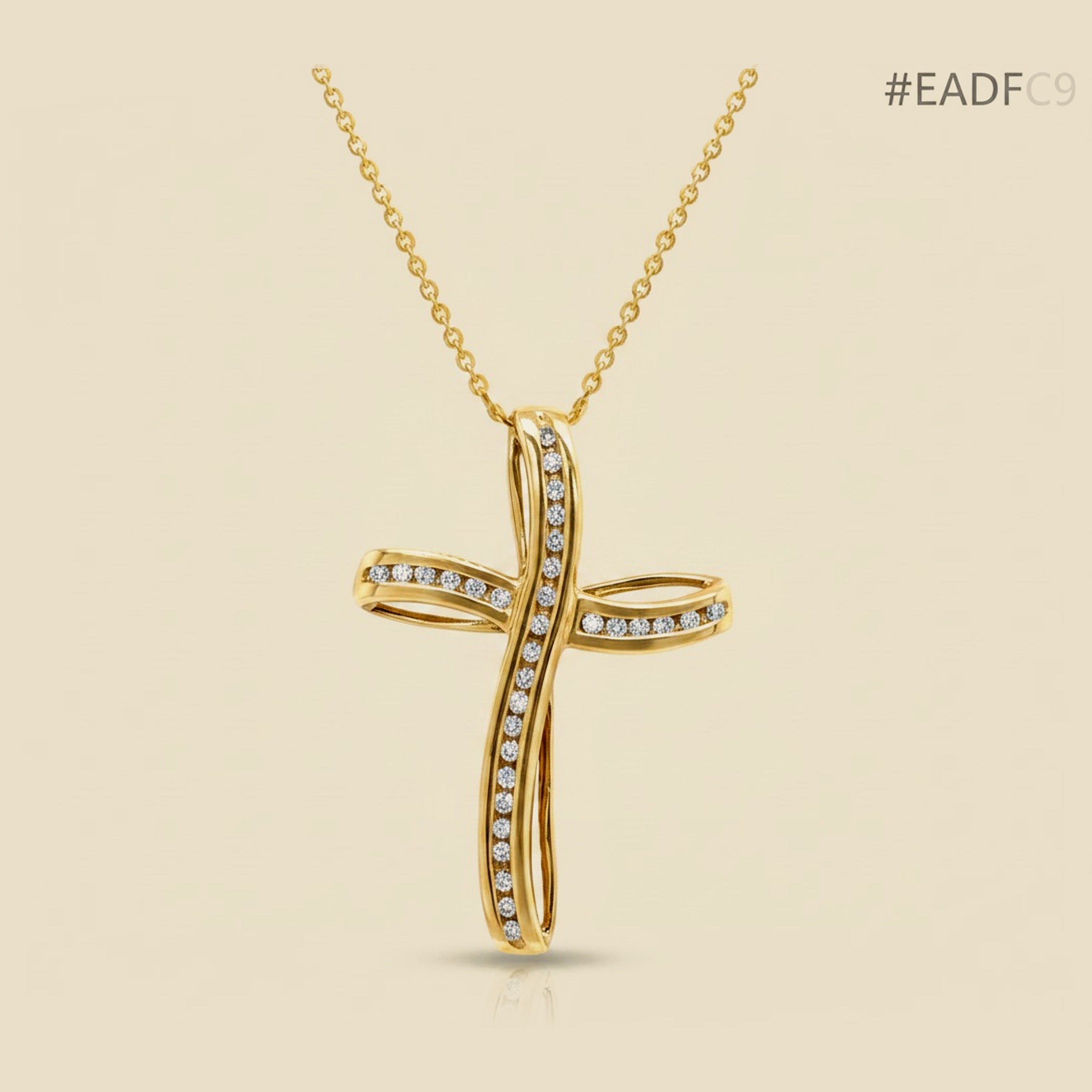 Wavy Yellow Gold Diamond Cross Pendant – Empire Diamond