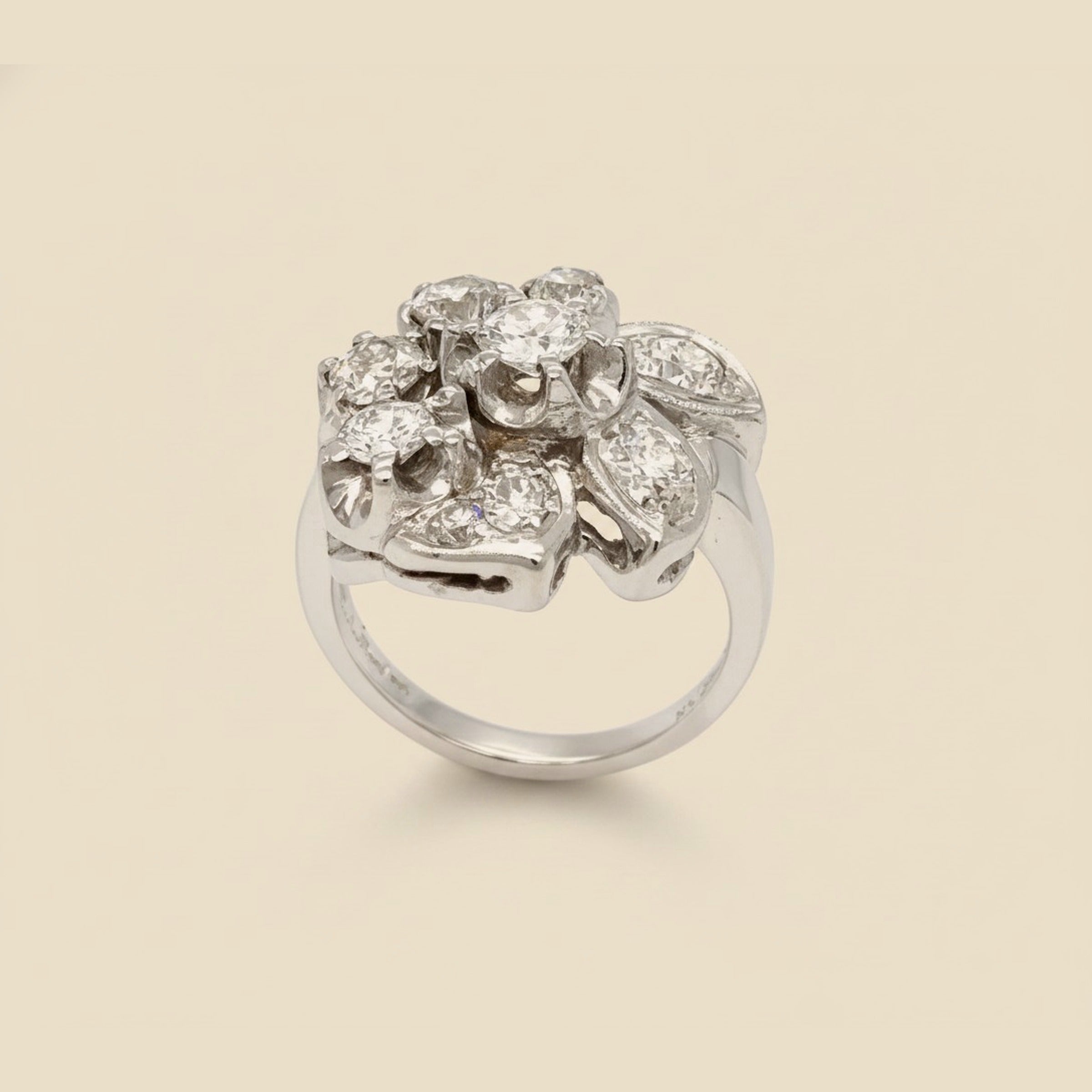 White Gold Art Deco Diamond Cluster Ring – Empire Diamond