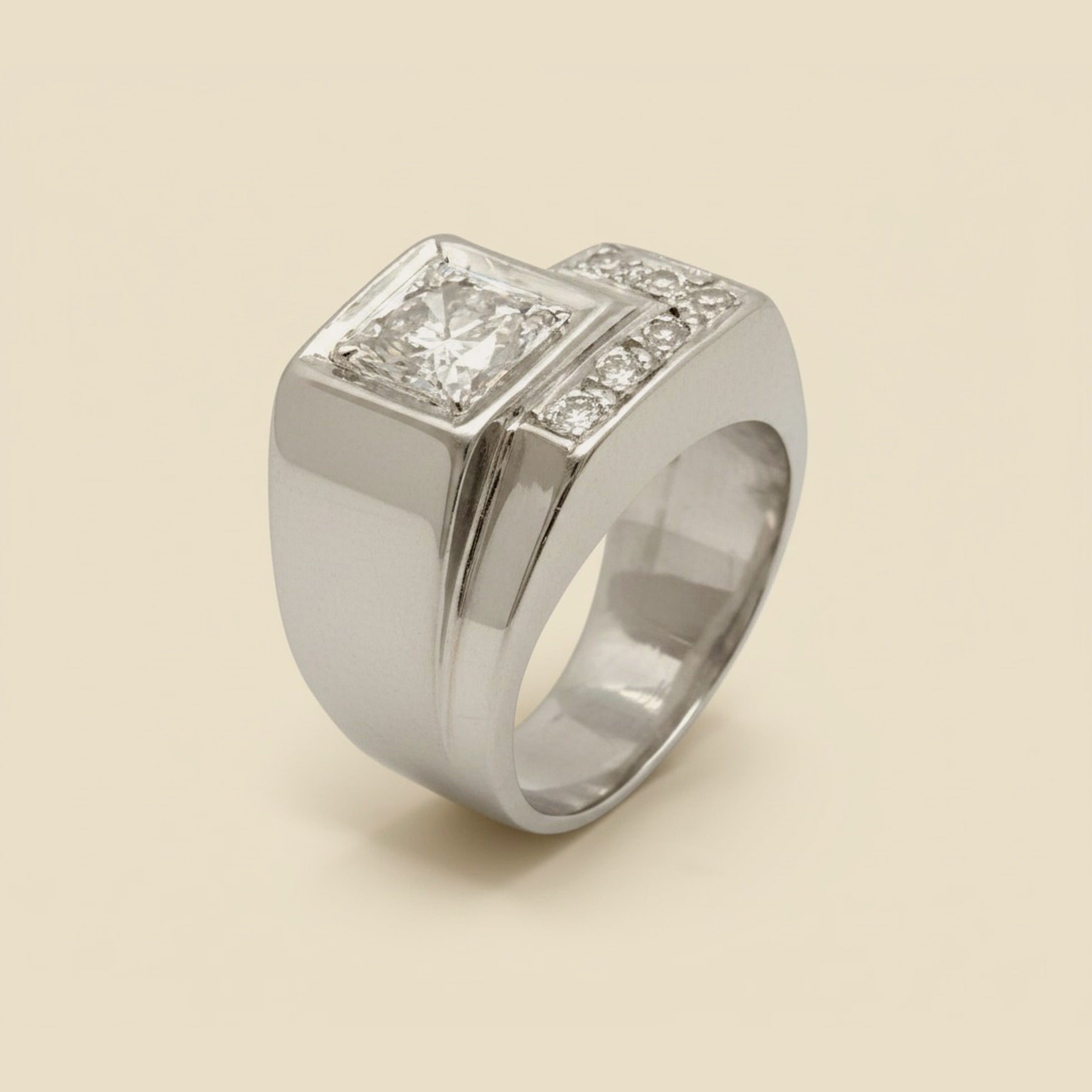 White Gold Art Deco Style Diamond Cocktail Ring – Empire Diamond