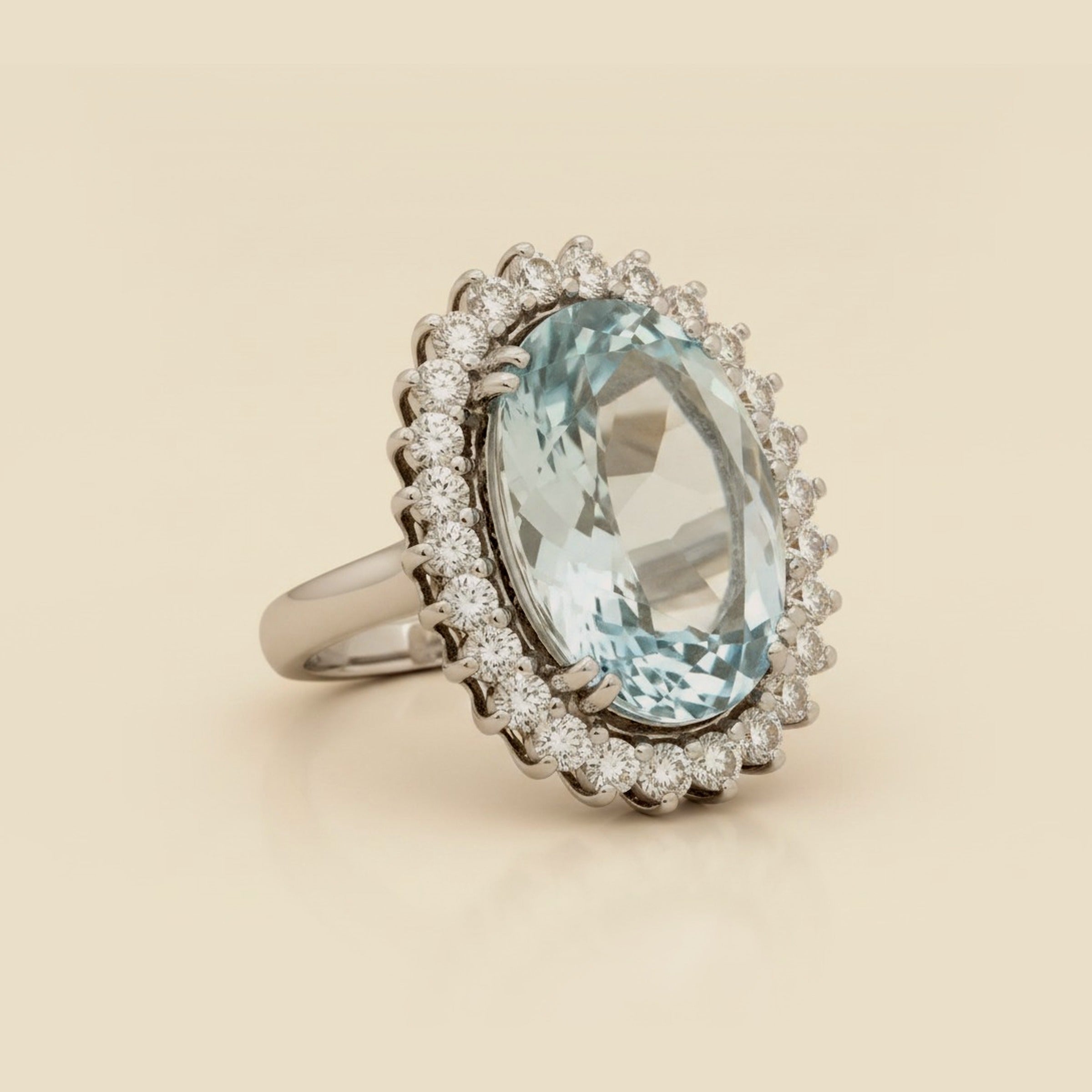 White Gold Blue Topaz and Diamond Cocktail Ring – Empire Diamond