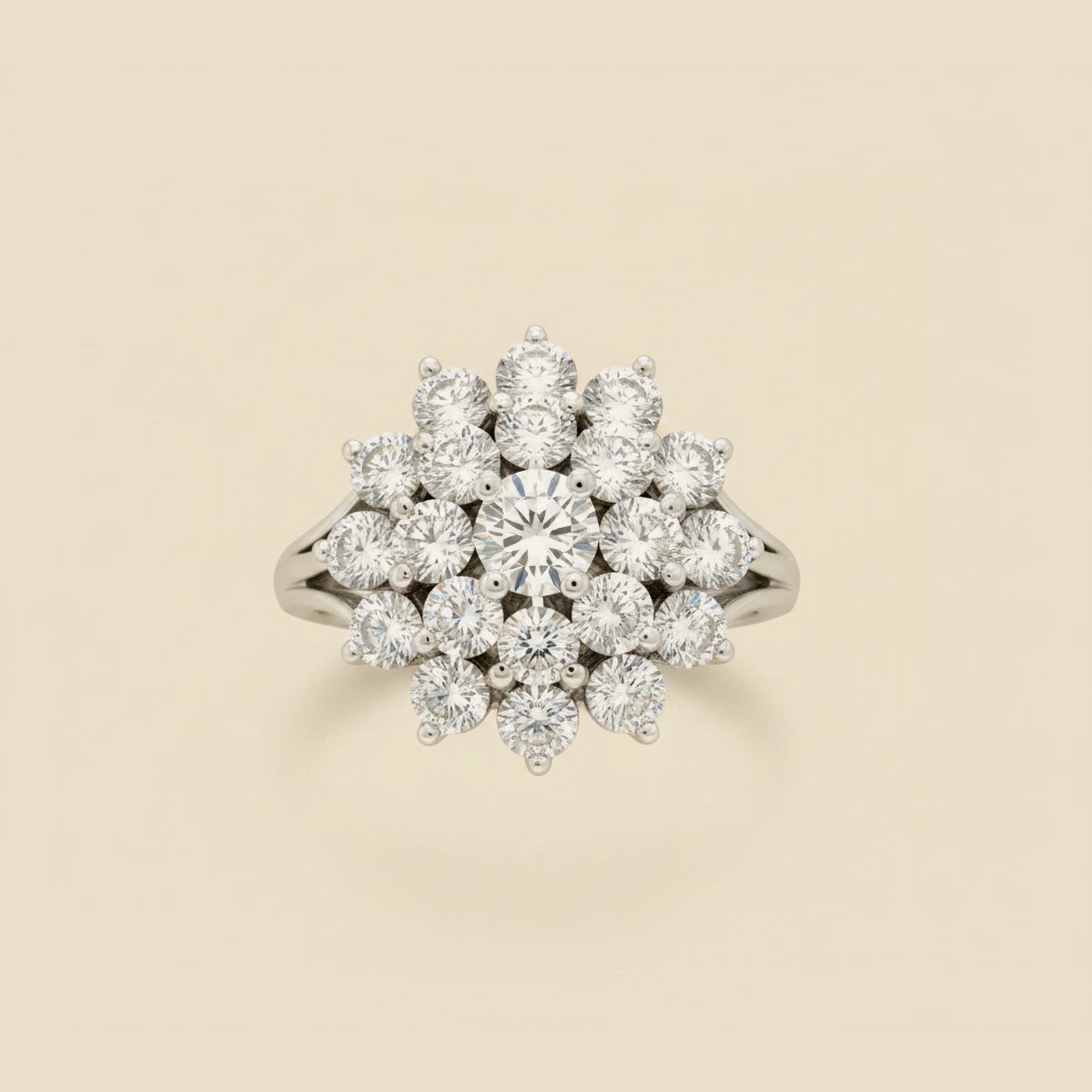 White Gold Diamond Cluster Cocktail Ring