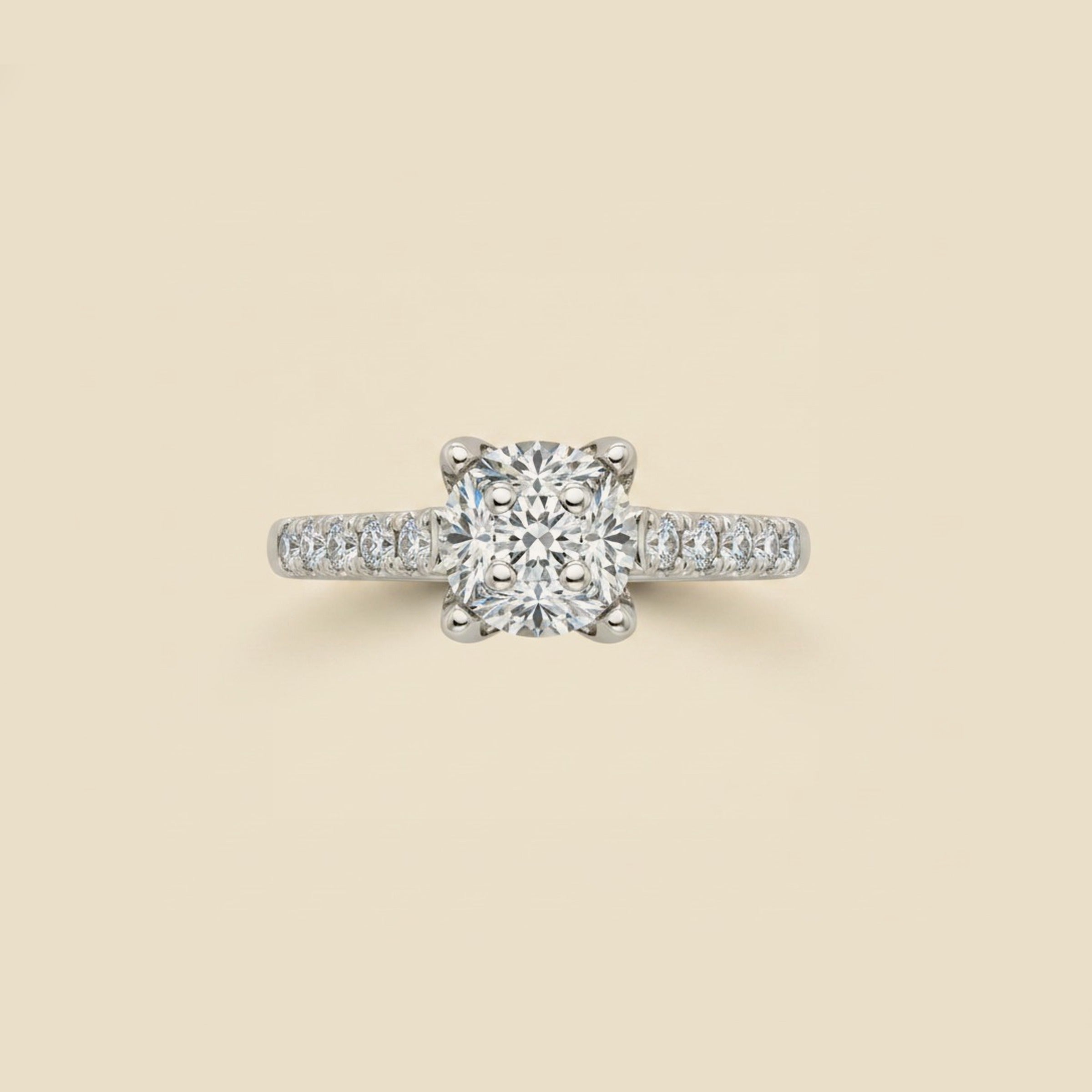 White Gold Diamond Cluster Engagement Ring