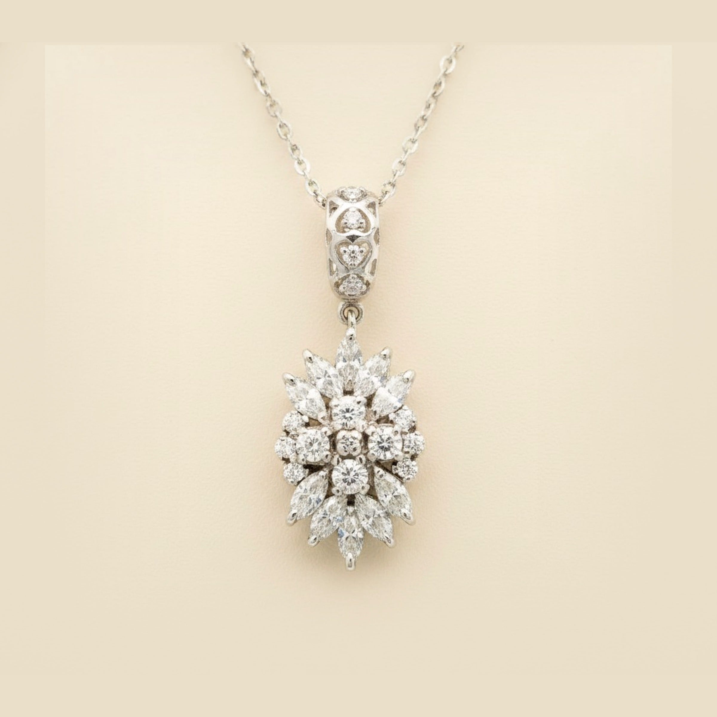 White Gold Diamond Cluster Pendant – Empire Diamond