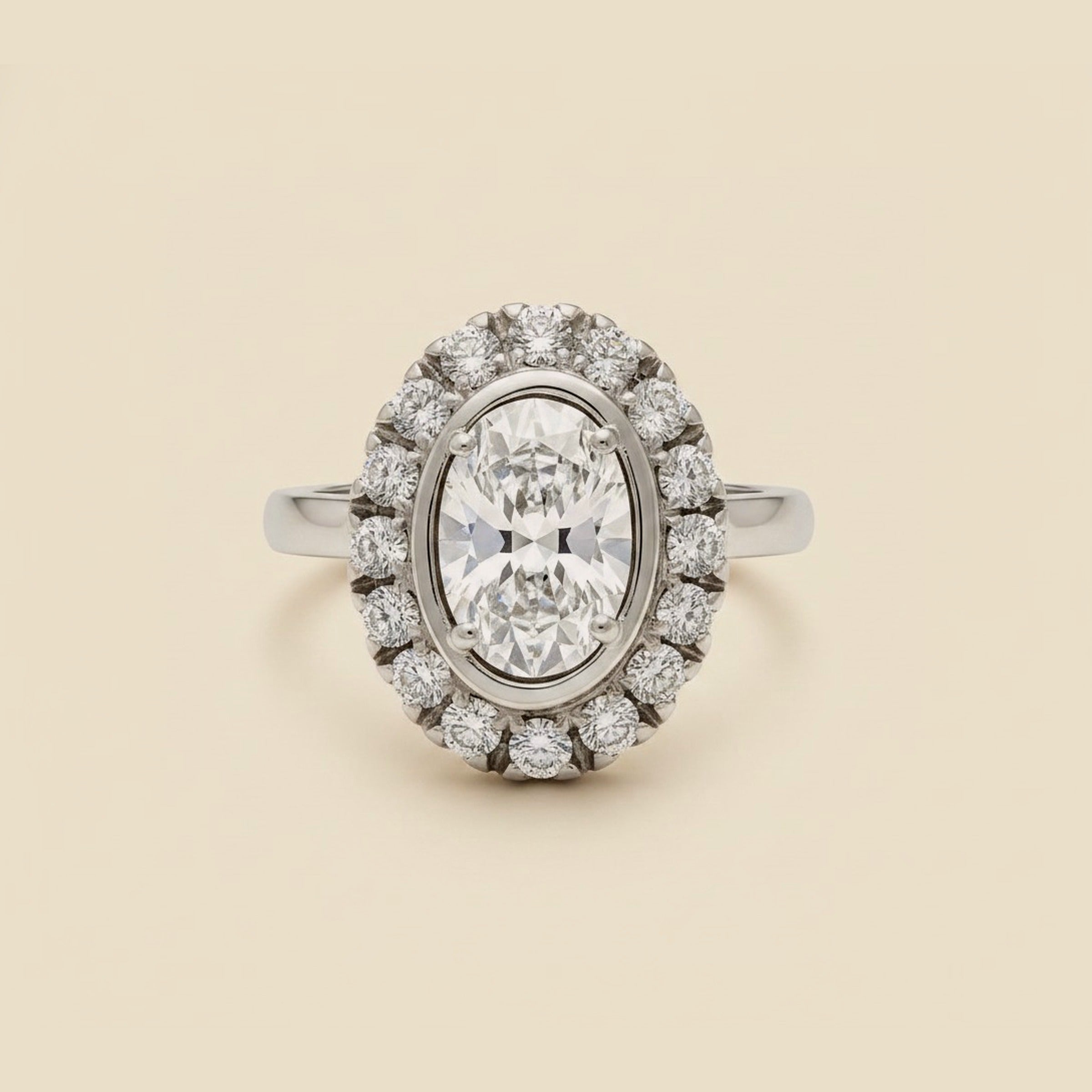 White Gold Diamond Cluster Teardrop Ring