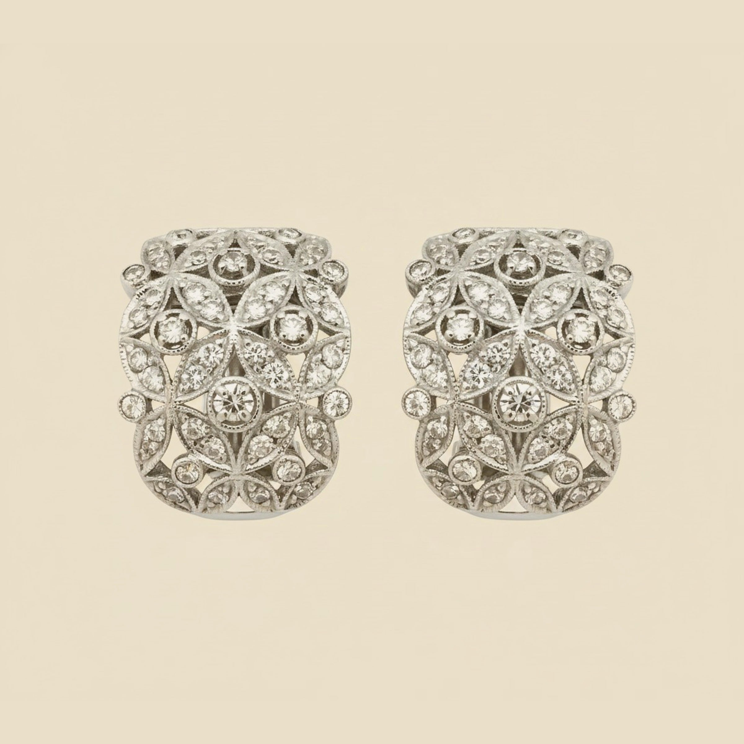 White Gold Diamond Filigree Earrings – Empire Diamond