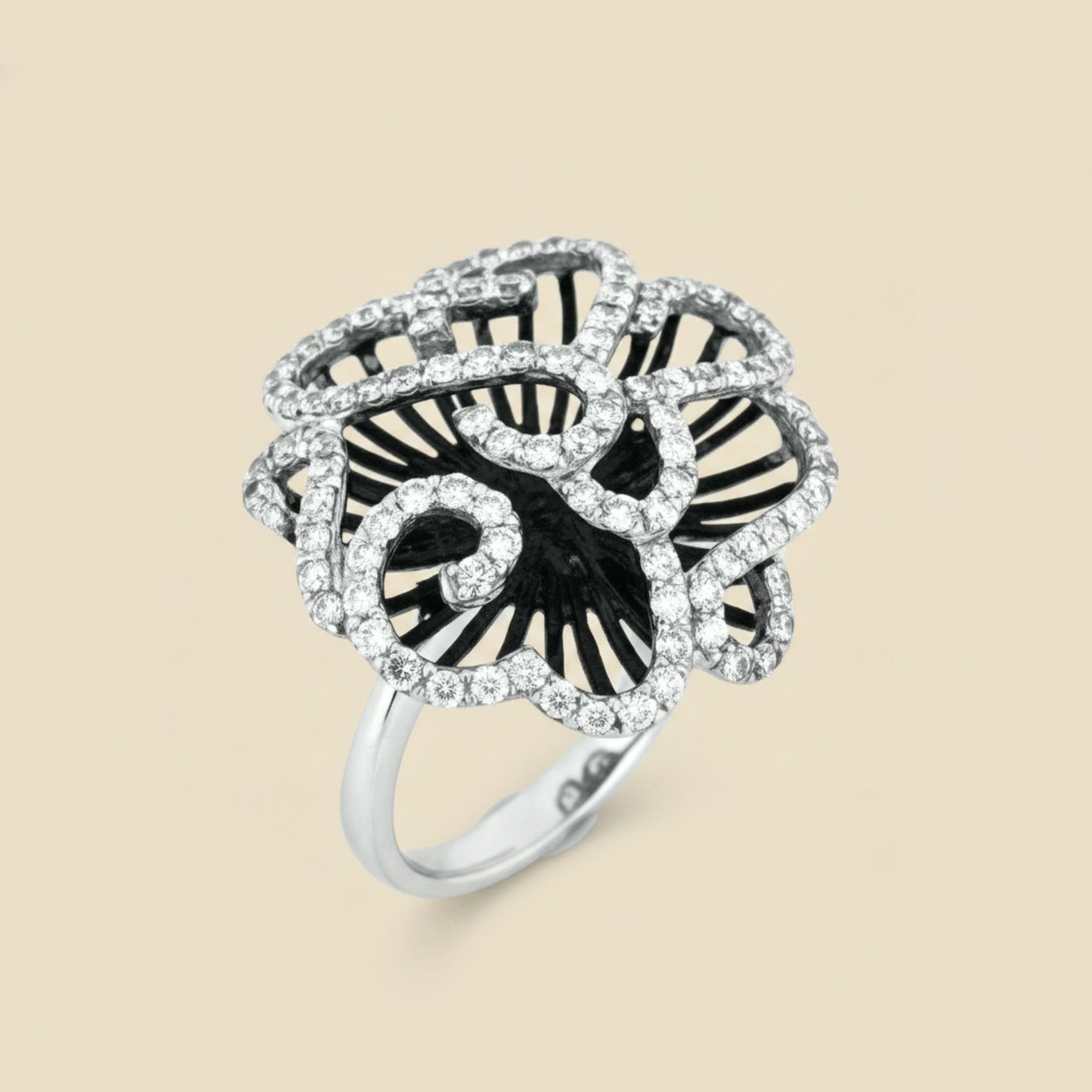 White Gold Diamond Free Form Dinner Ring