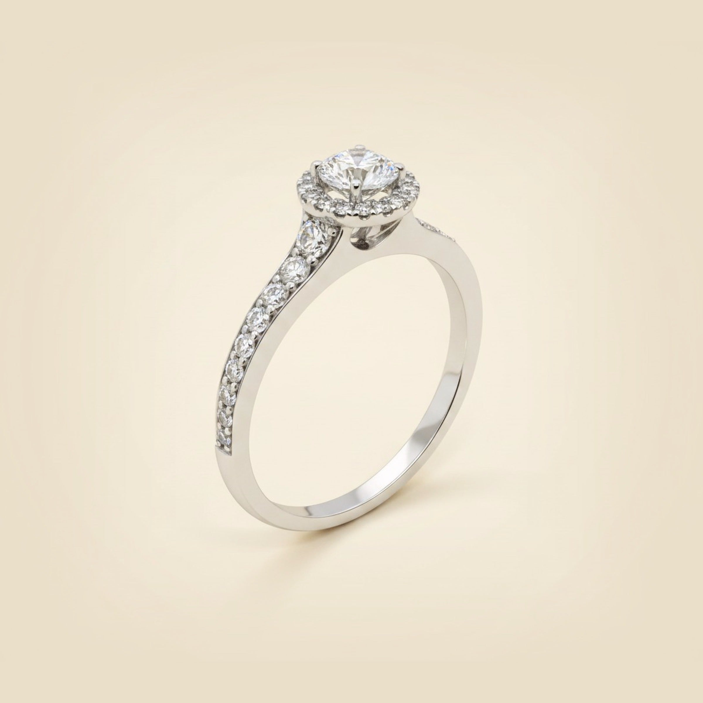 White Gold Diamond Halo Engagement Ring – Empire Diamond