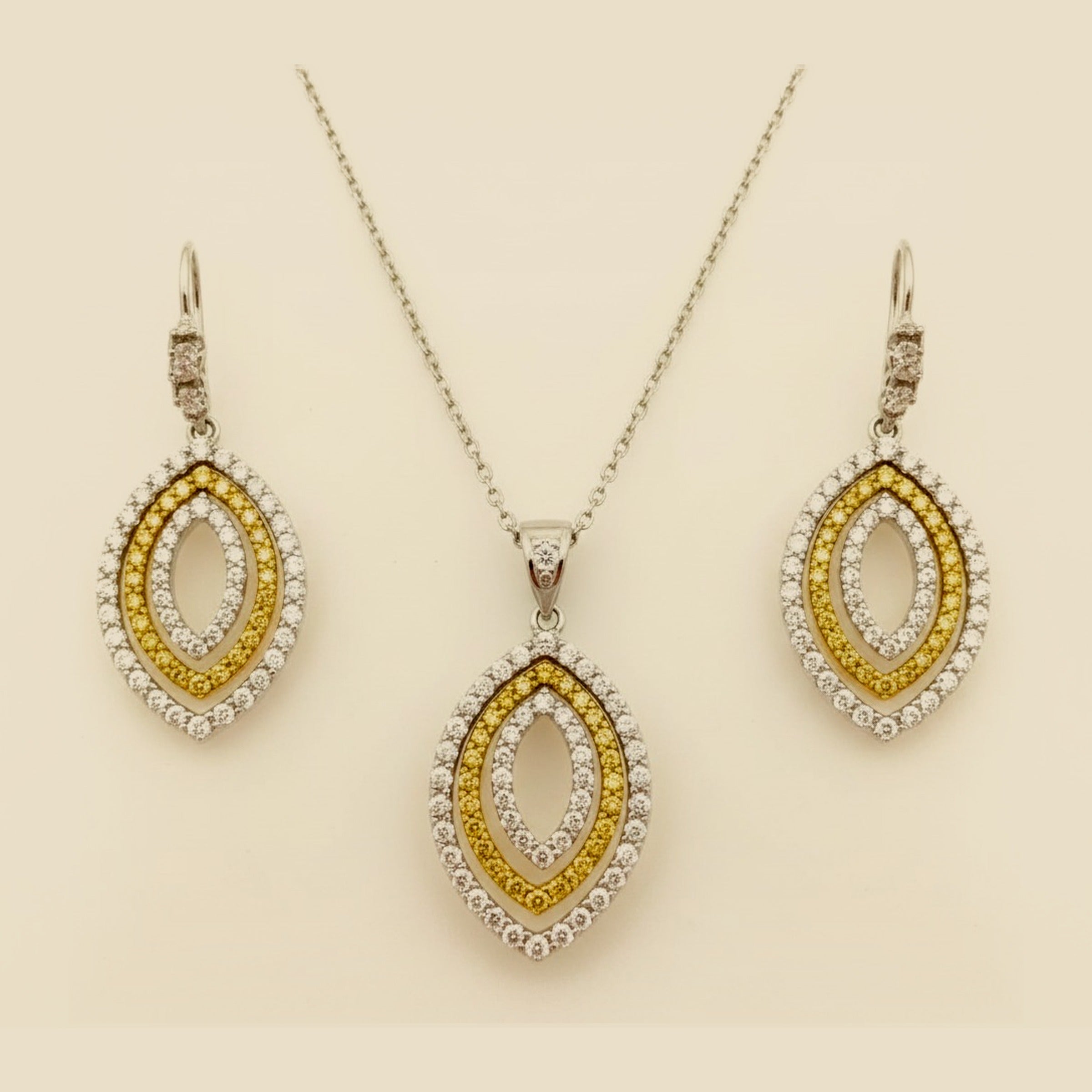 White Gold Diamond Pendant and Earring Set – Empire Diamond