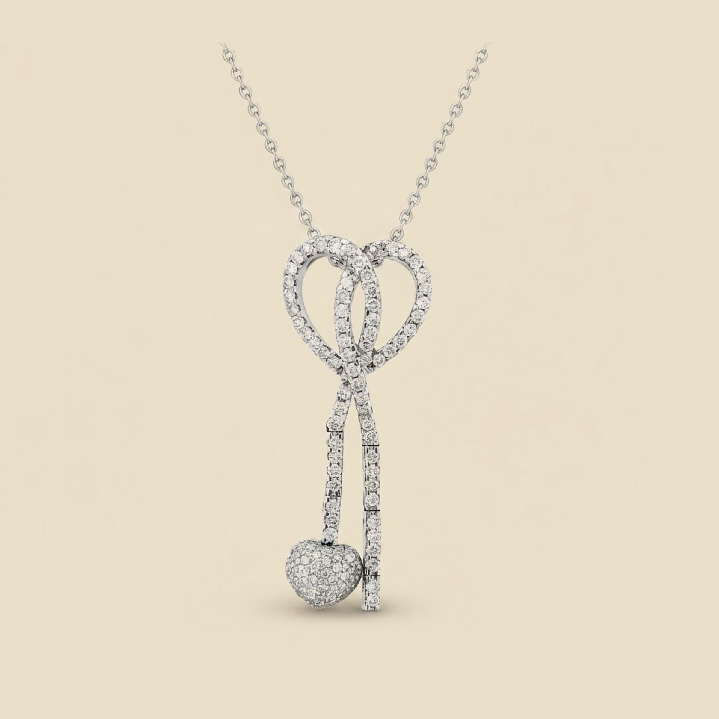 White Gold Heart Tassel Necklace