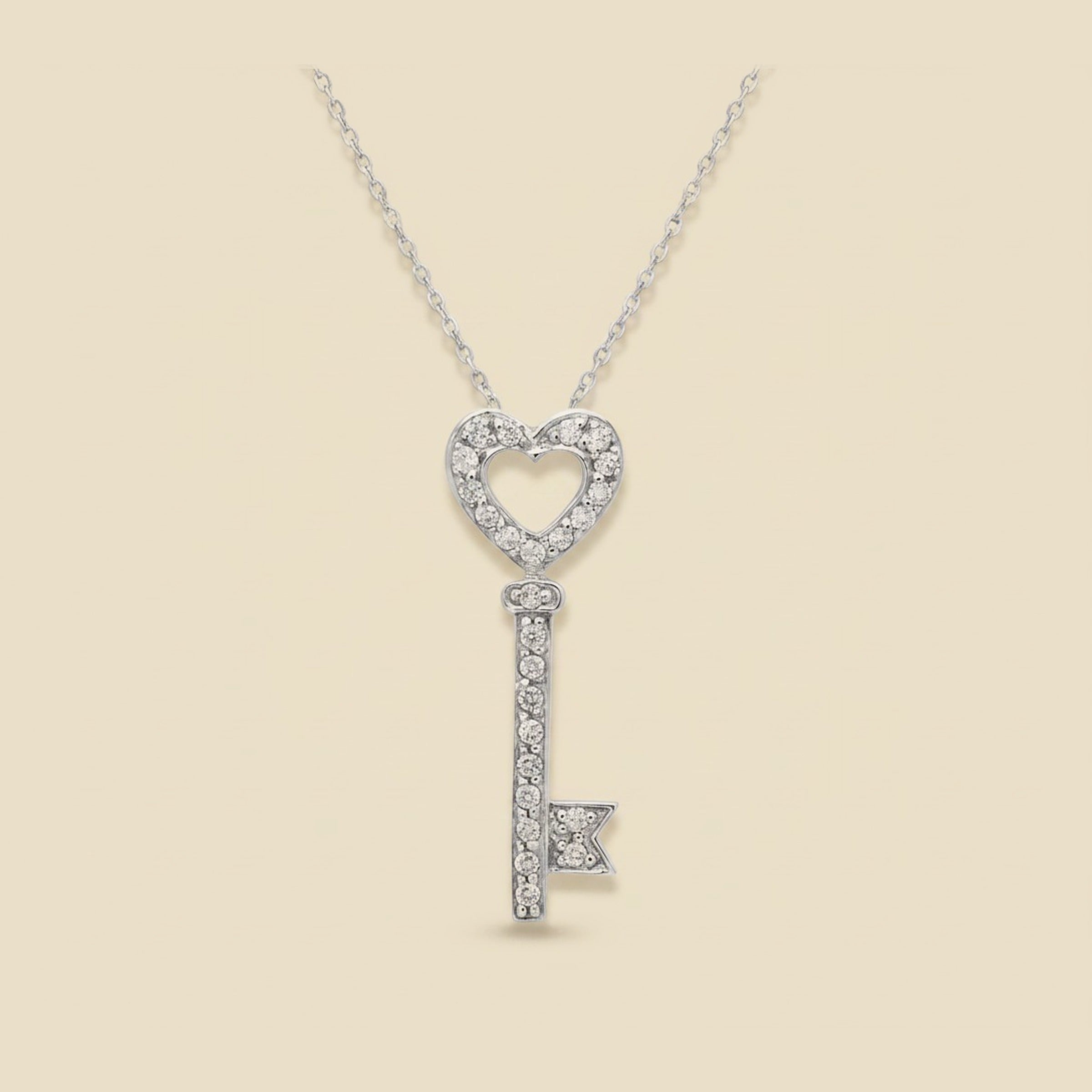 White Gold "Key to My Heart" Pendant – Empire Diamond