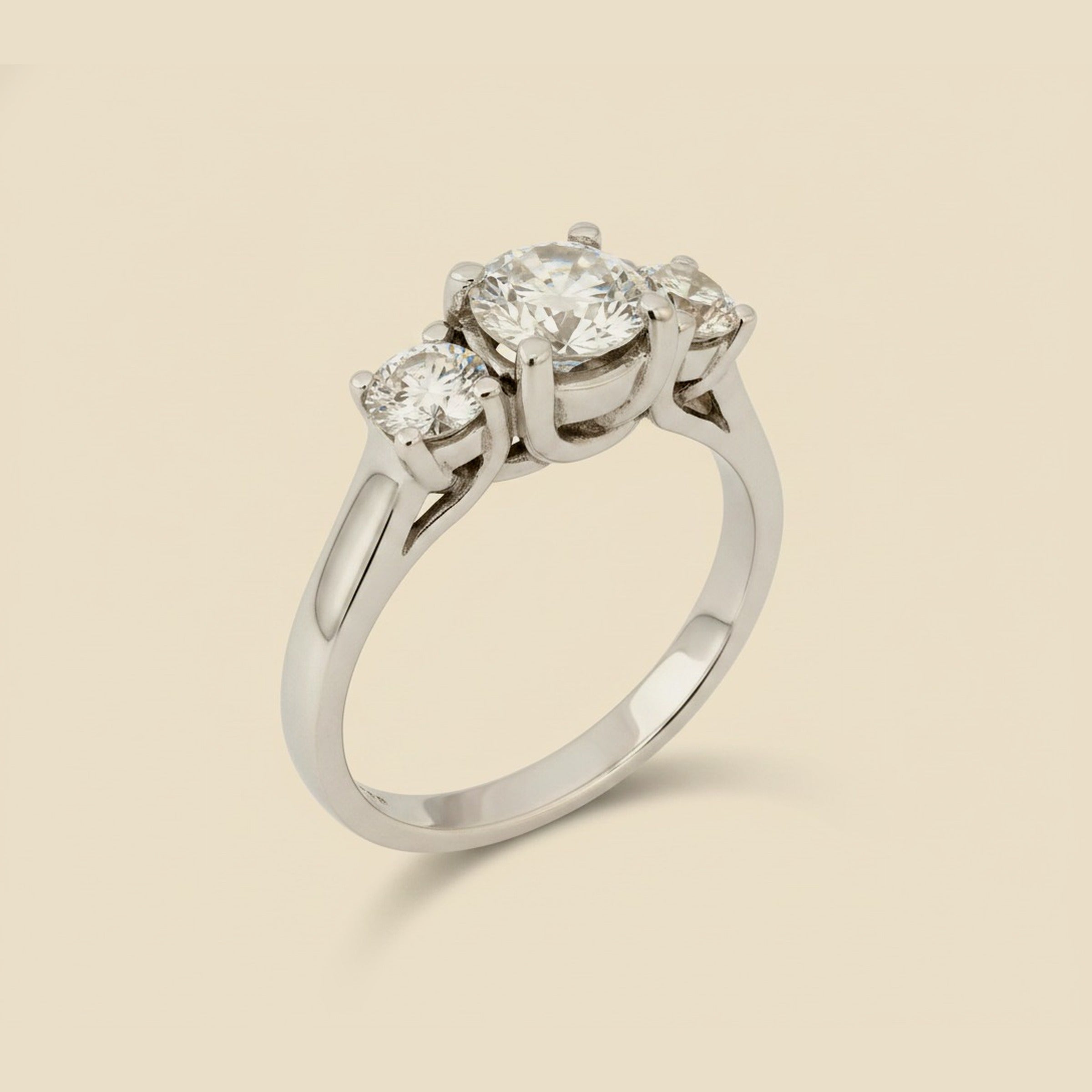 White Gold Lucida Style 3 Stone Diamond Engagement Ring
