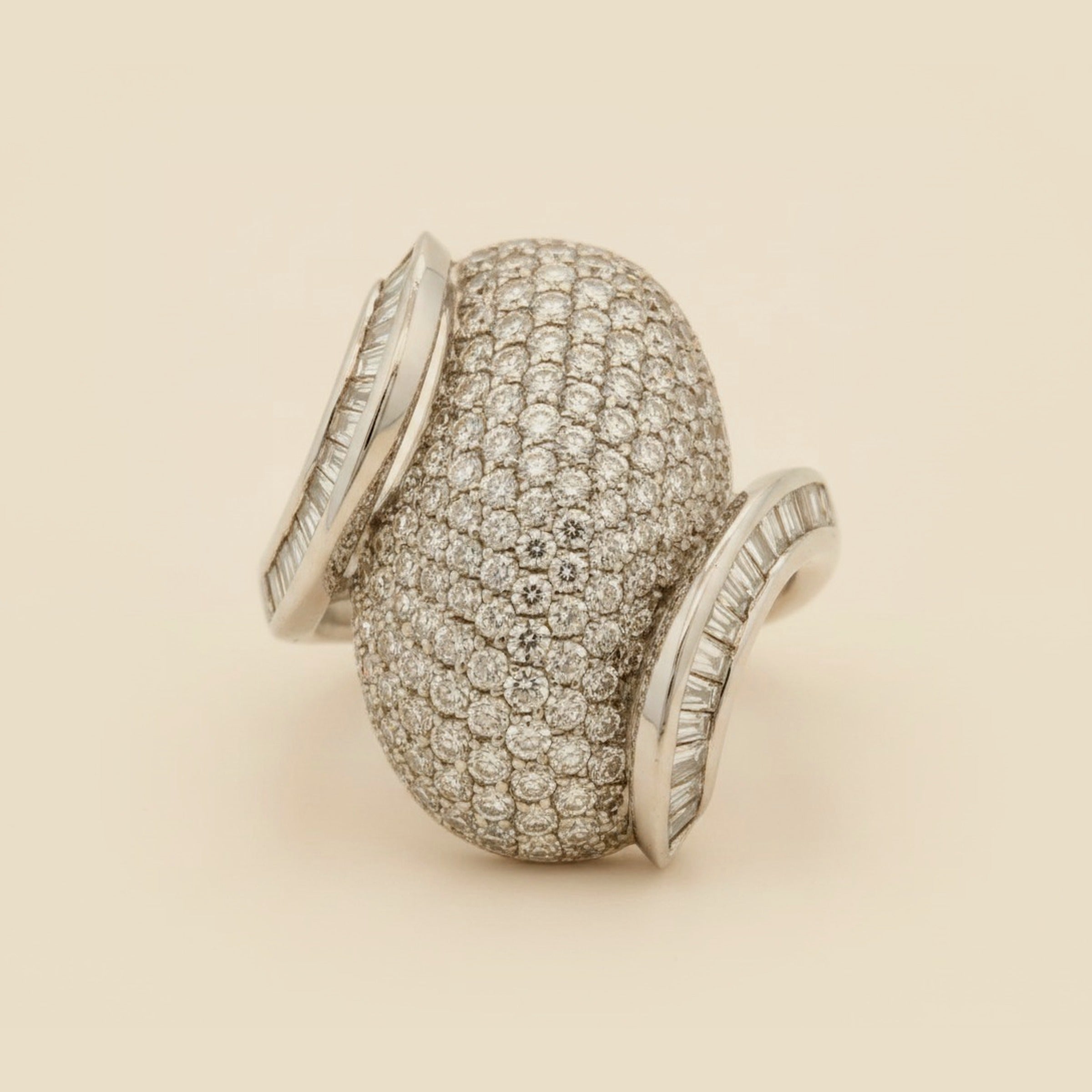 White Gold Pave Diamond Bypass Ring – Empire Diamond – view 2
