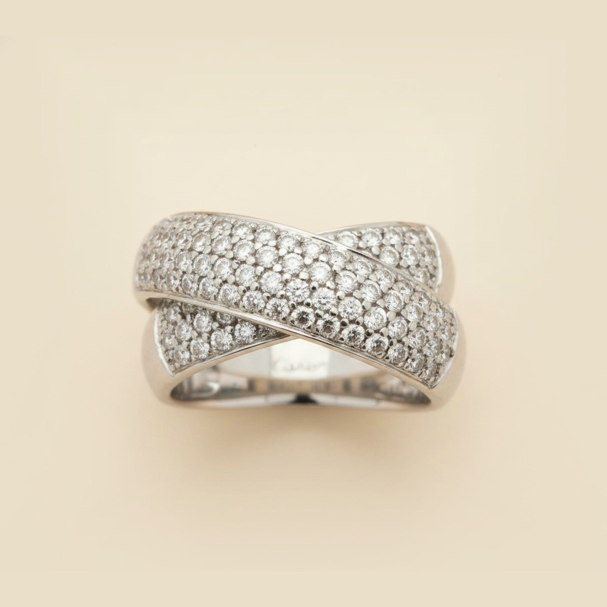 White Gold Pave Diamond Criss Cross Ring – Empire Diamond – view 2