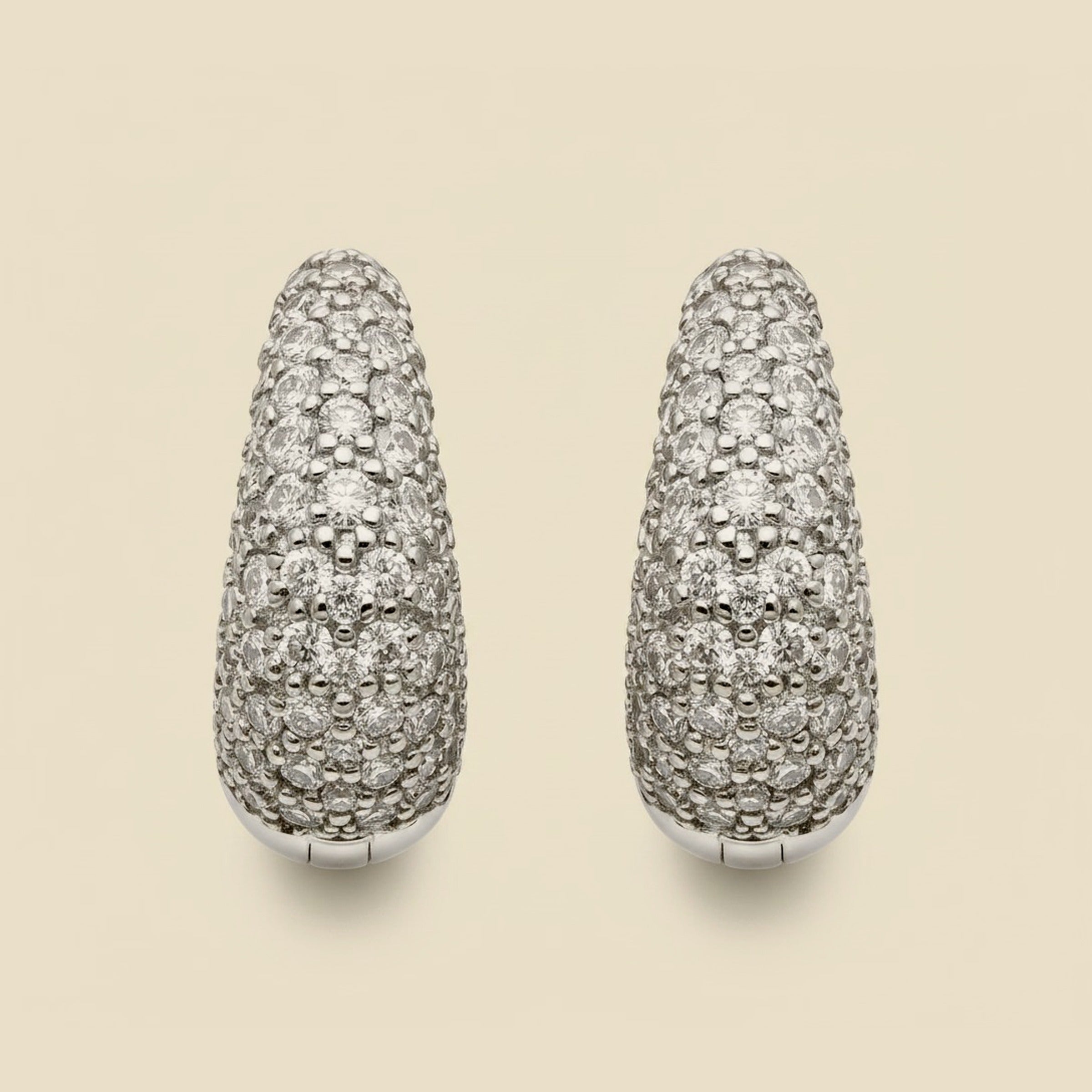 White Gold Pave Diamond Huggy Earrings – Empire Diamond