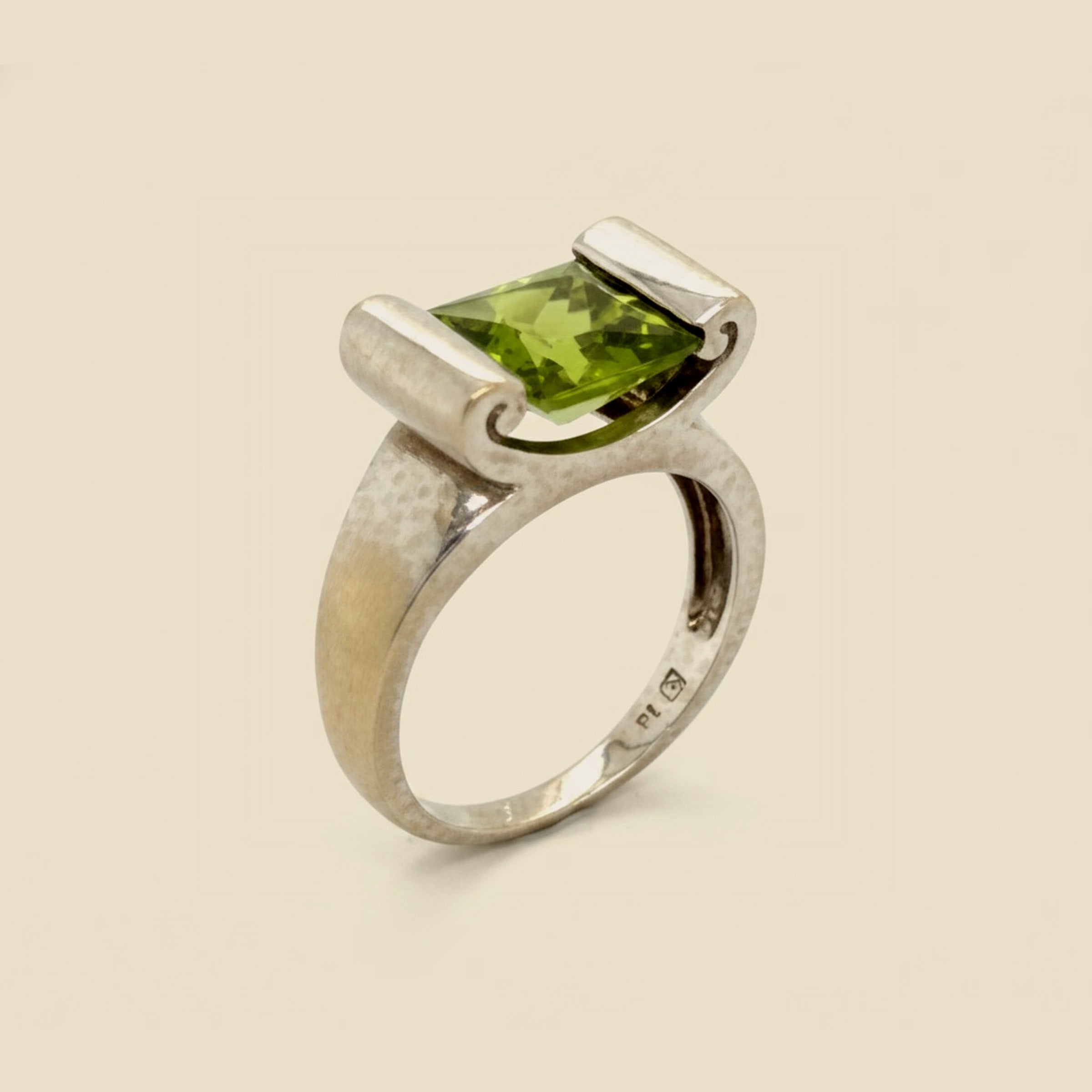 White Gold Peridot Ring