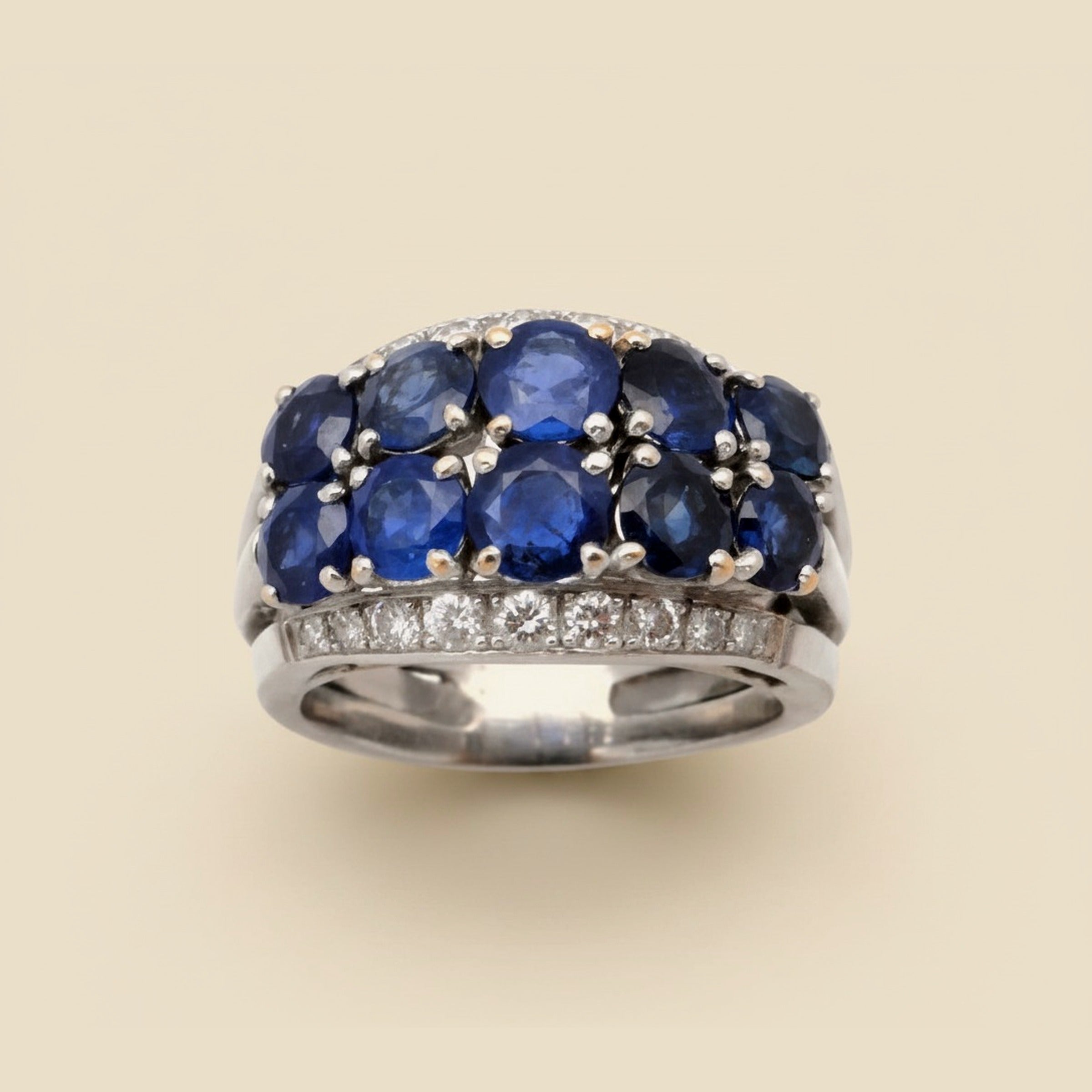 White Gold Sapphire and Diamond Cocktail Ring – Empire Diamond