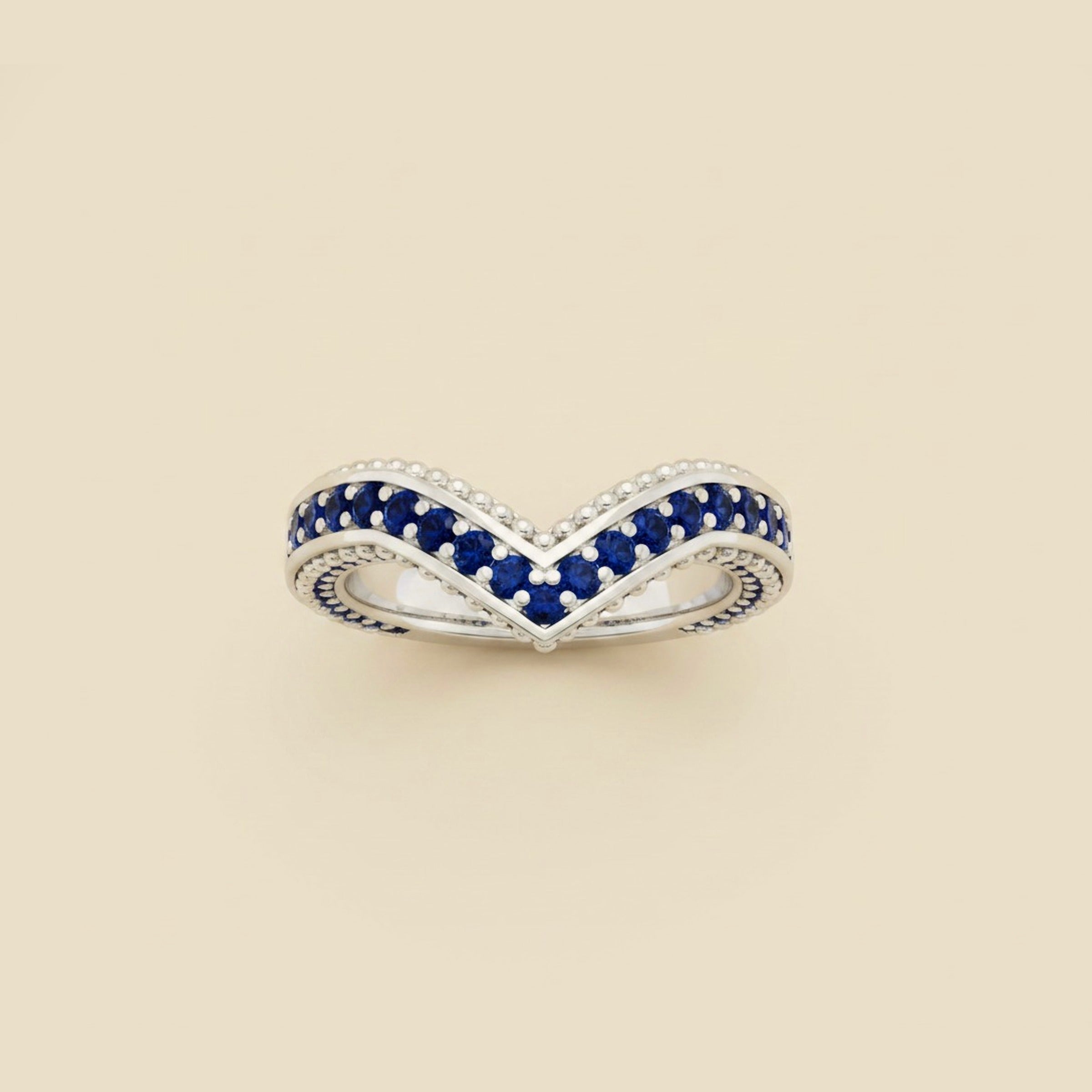 White Gold Sapphire Chevron Ring – Empire Diamond – view 2