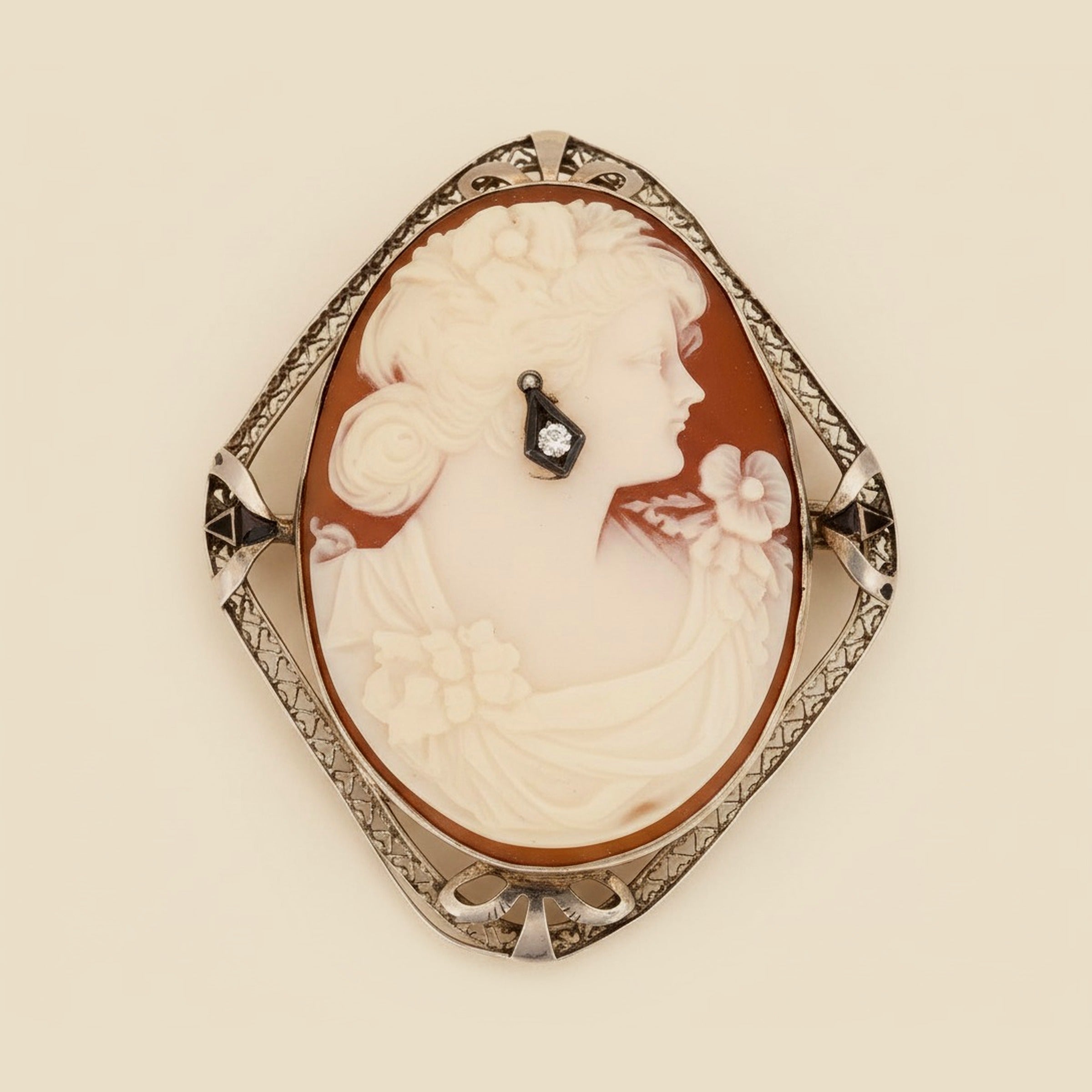 White Gold Shell Cameo Pin/Pendant – Empire Diamond