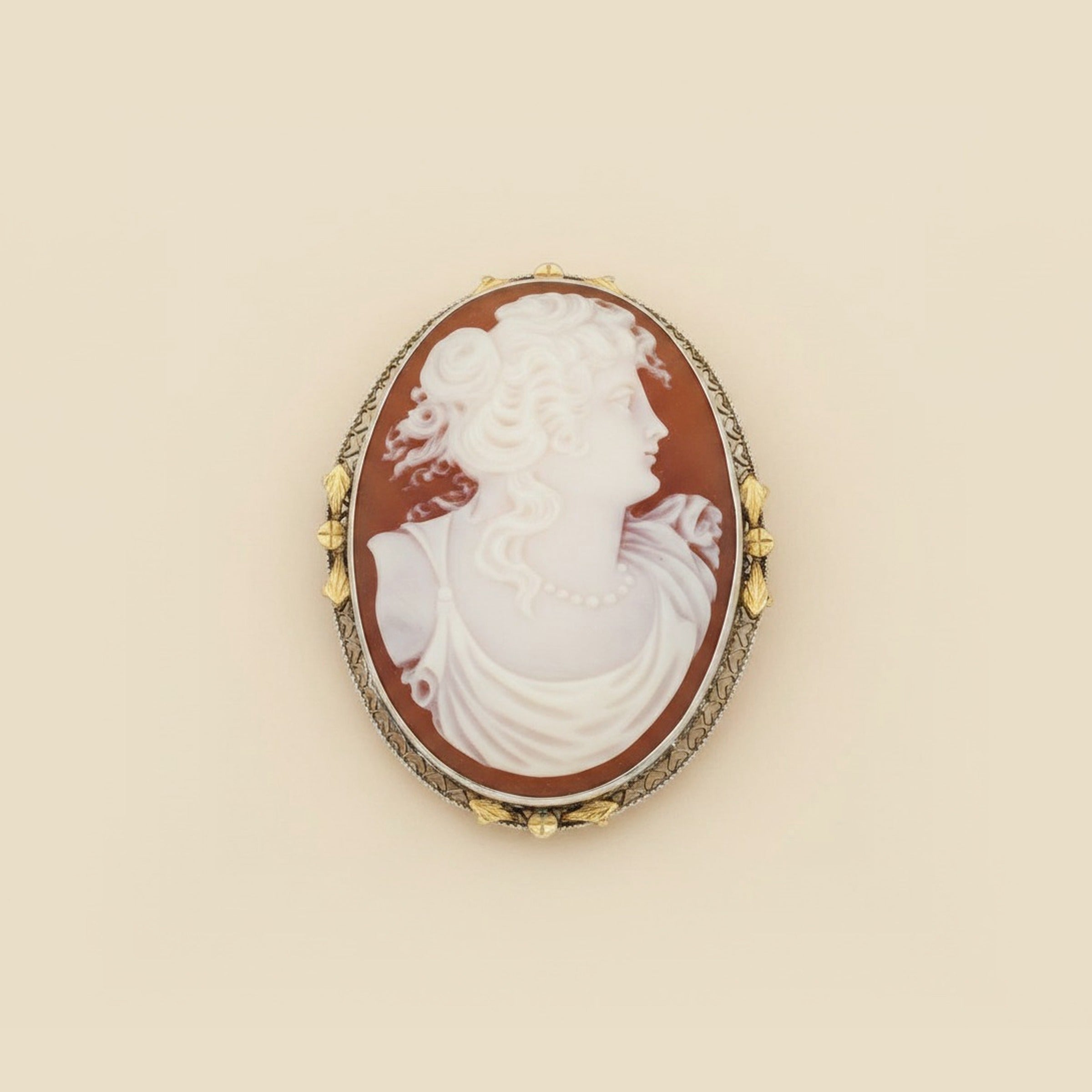 White Gold Shell Cameo Pin – Empire Diamond