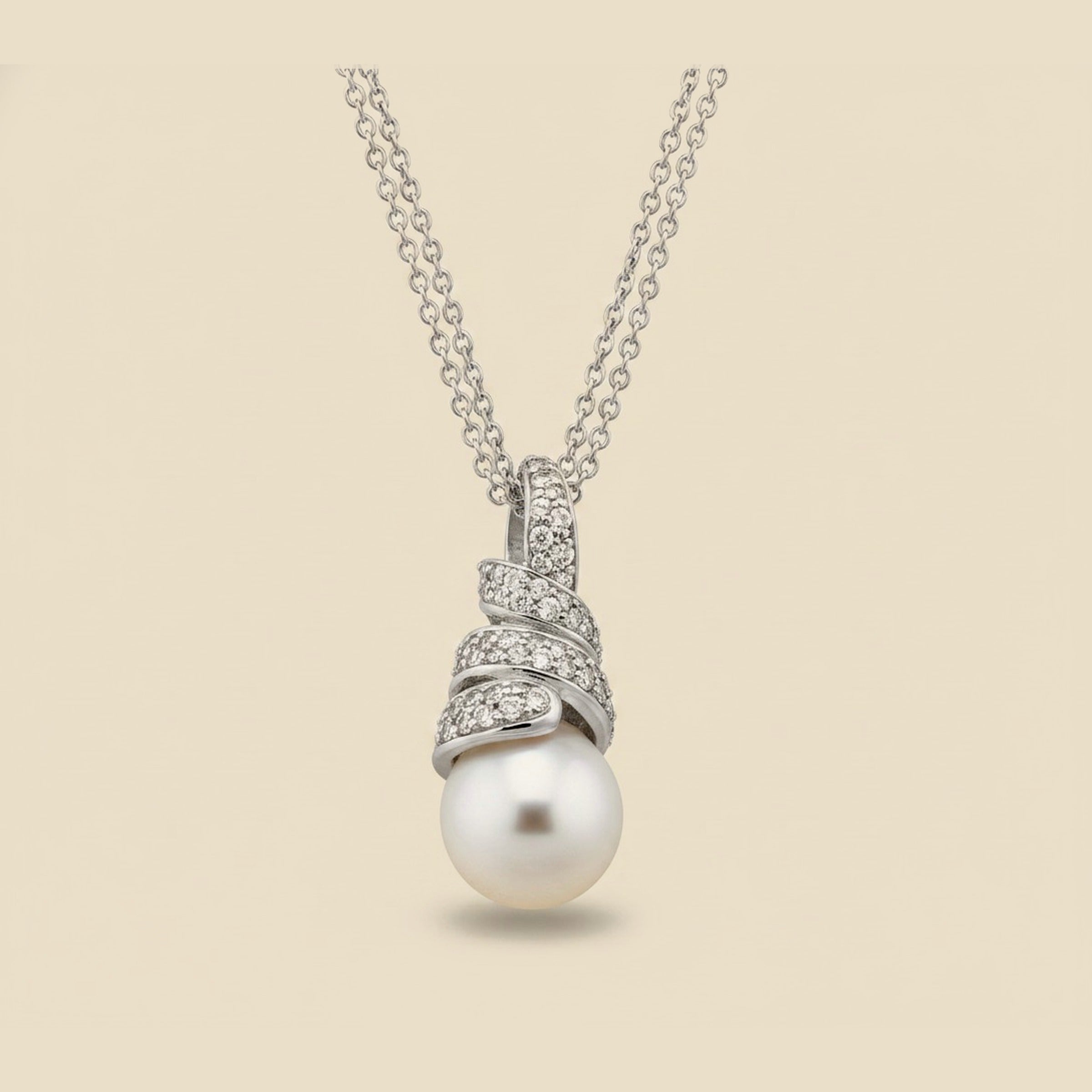 White Gold South Sea Pearl Drop Pendant with Chain – Empire Diamond