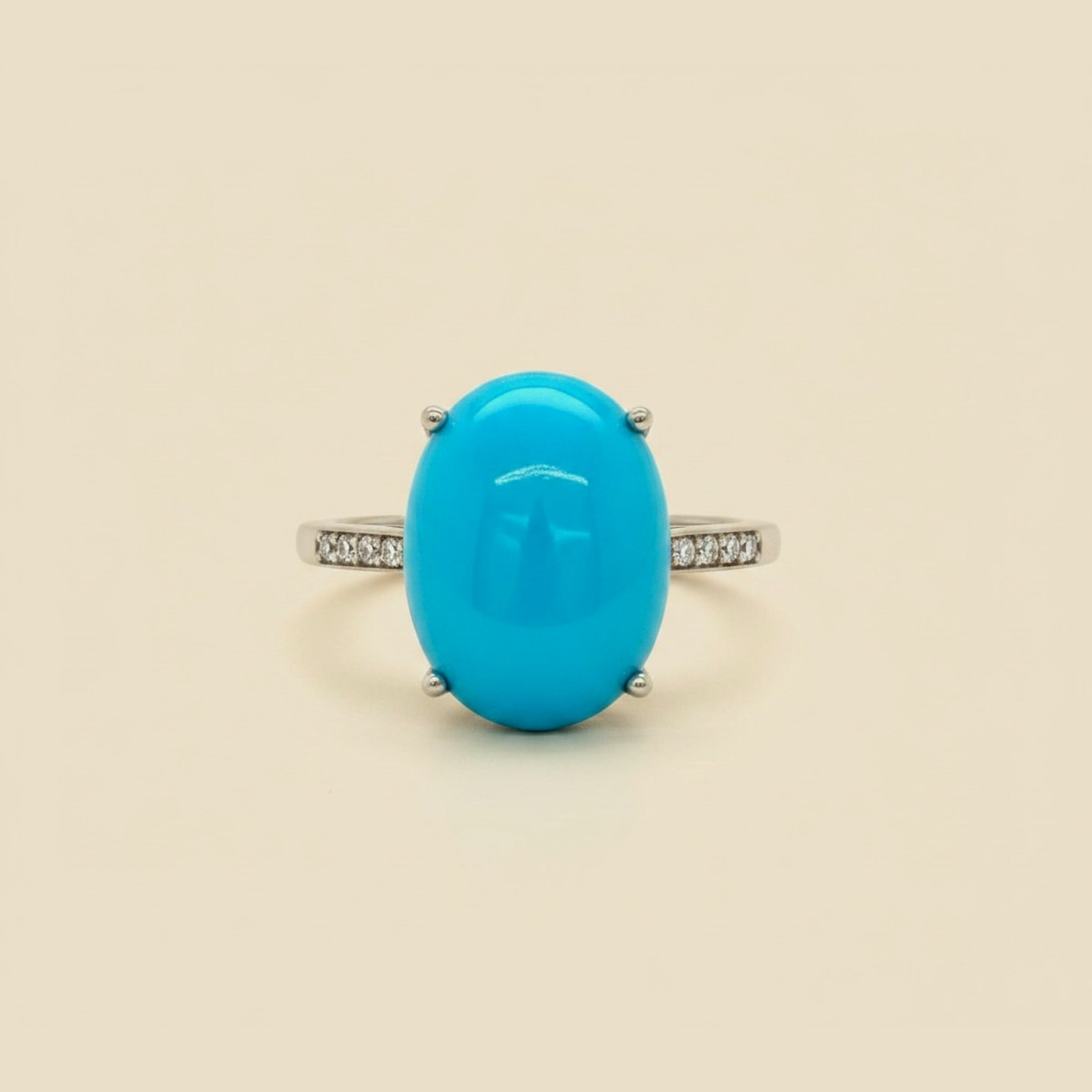 White Gold Turquoise & Diamond Ring