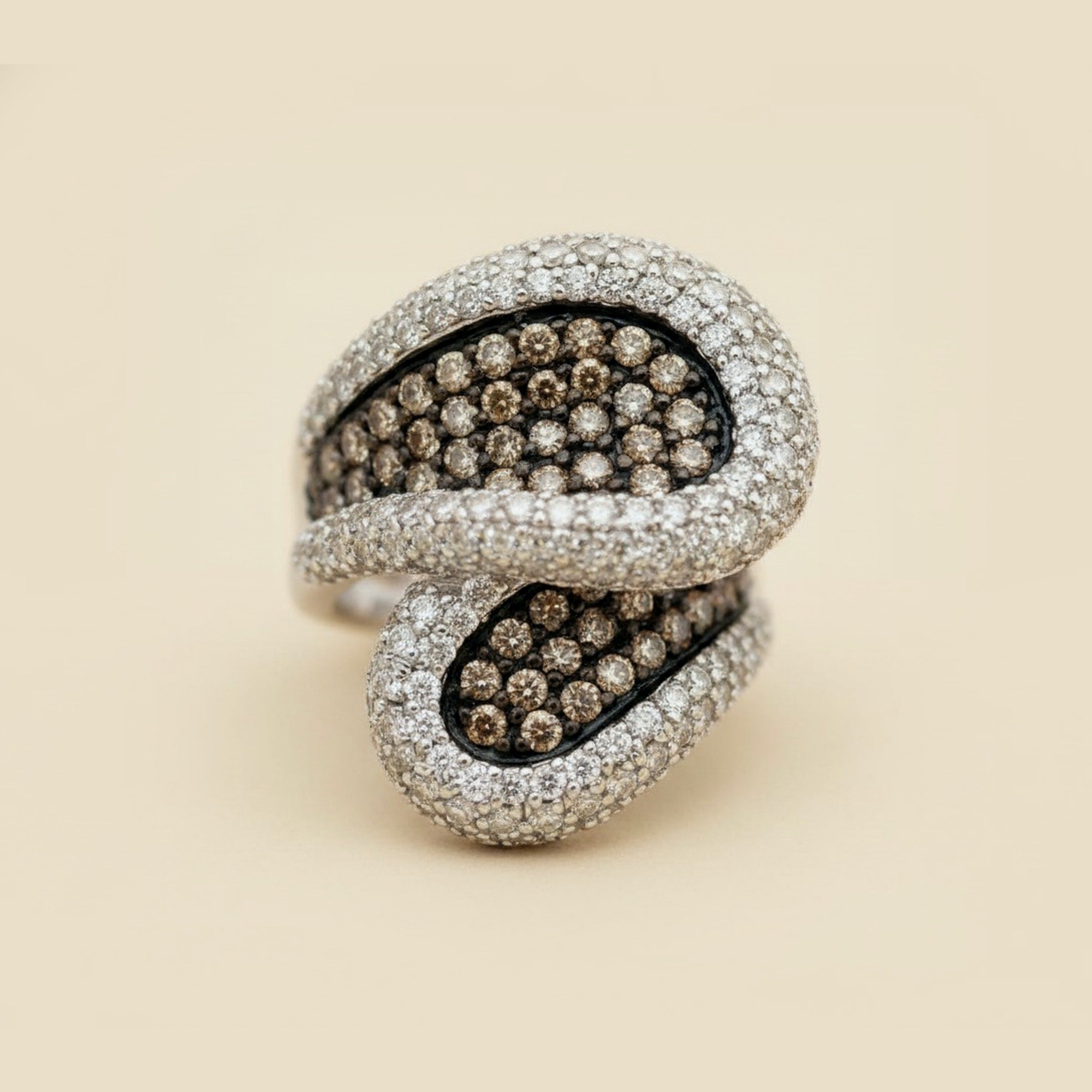 White Gold Two Tone Diamond Bypass Ring