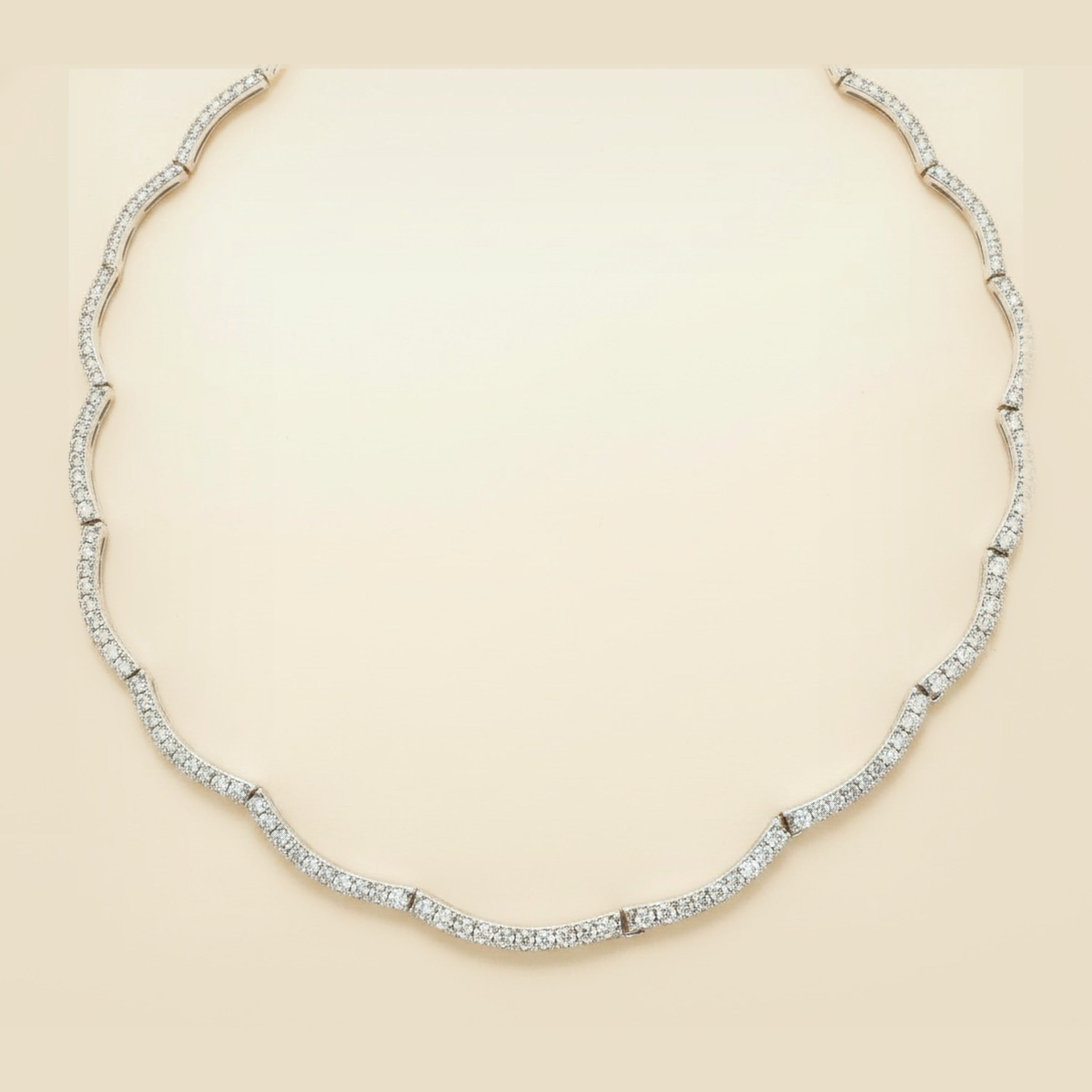White Gold Wavy Diamond Choker Necklace – Empire Diamond