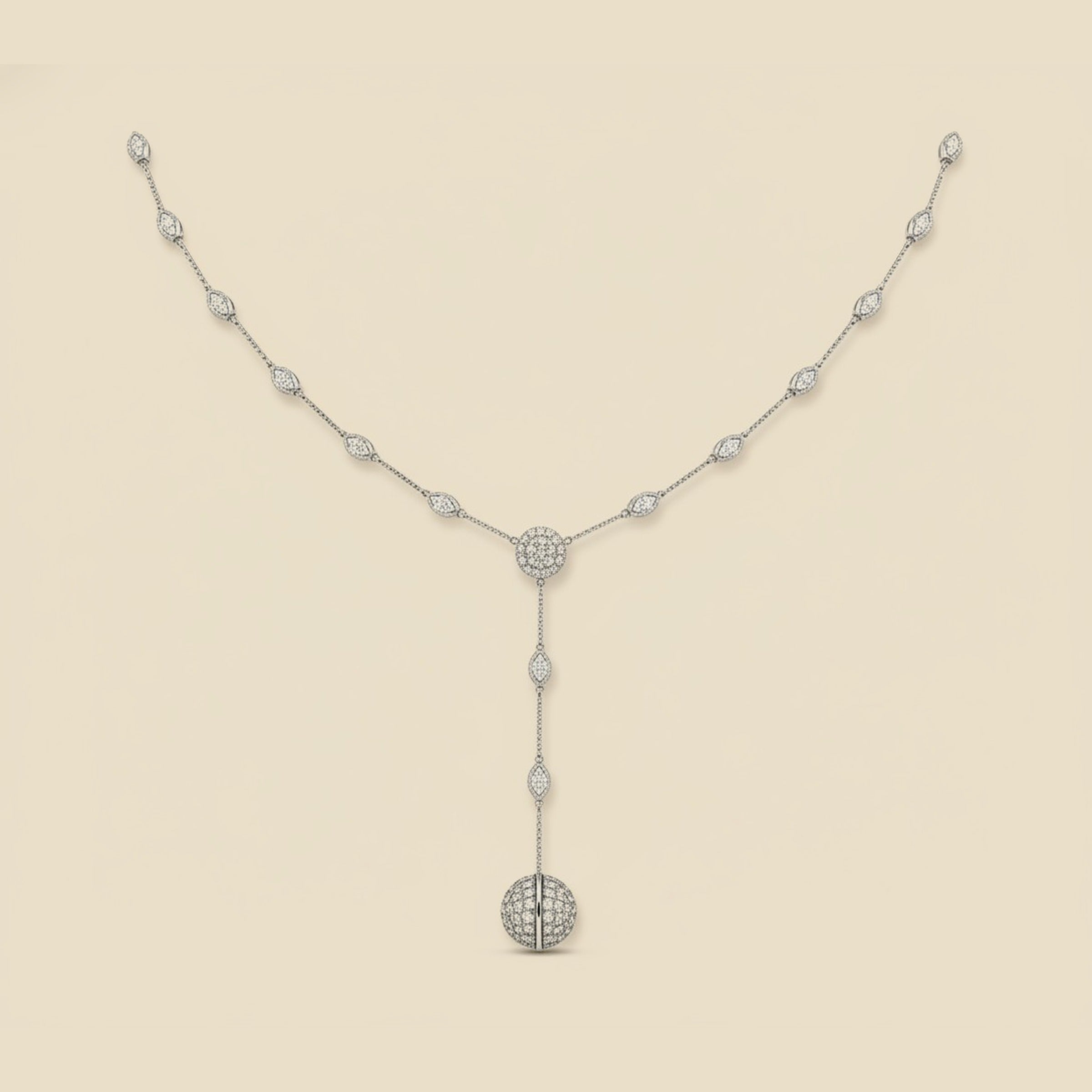 White Gold "Y" Necklace with Diamond Extension – Empire Diamond