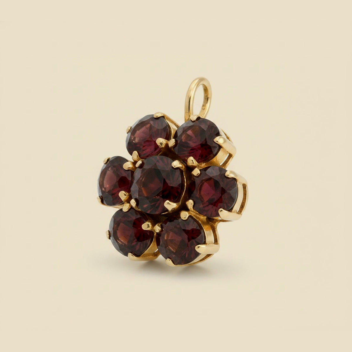 Yellow Gold Pyrope Garnet Cluster Pendant
