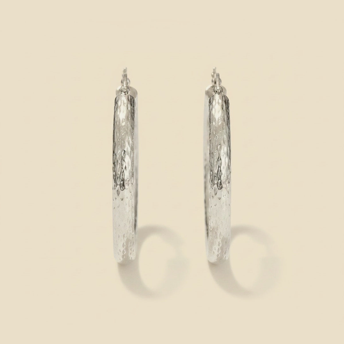 Hammer Finish Hollow Hoop Earrings