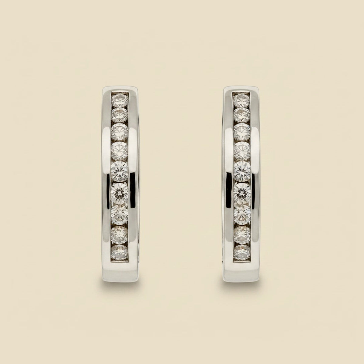 14K Diamond J-Hoop Earrings