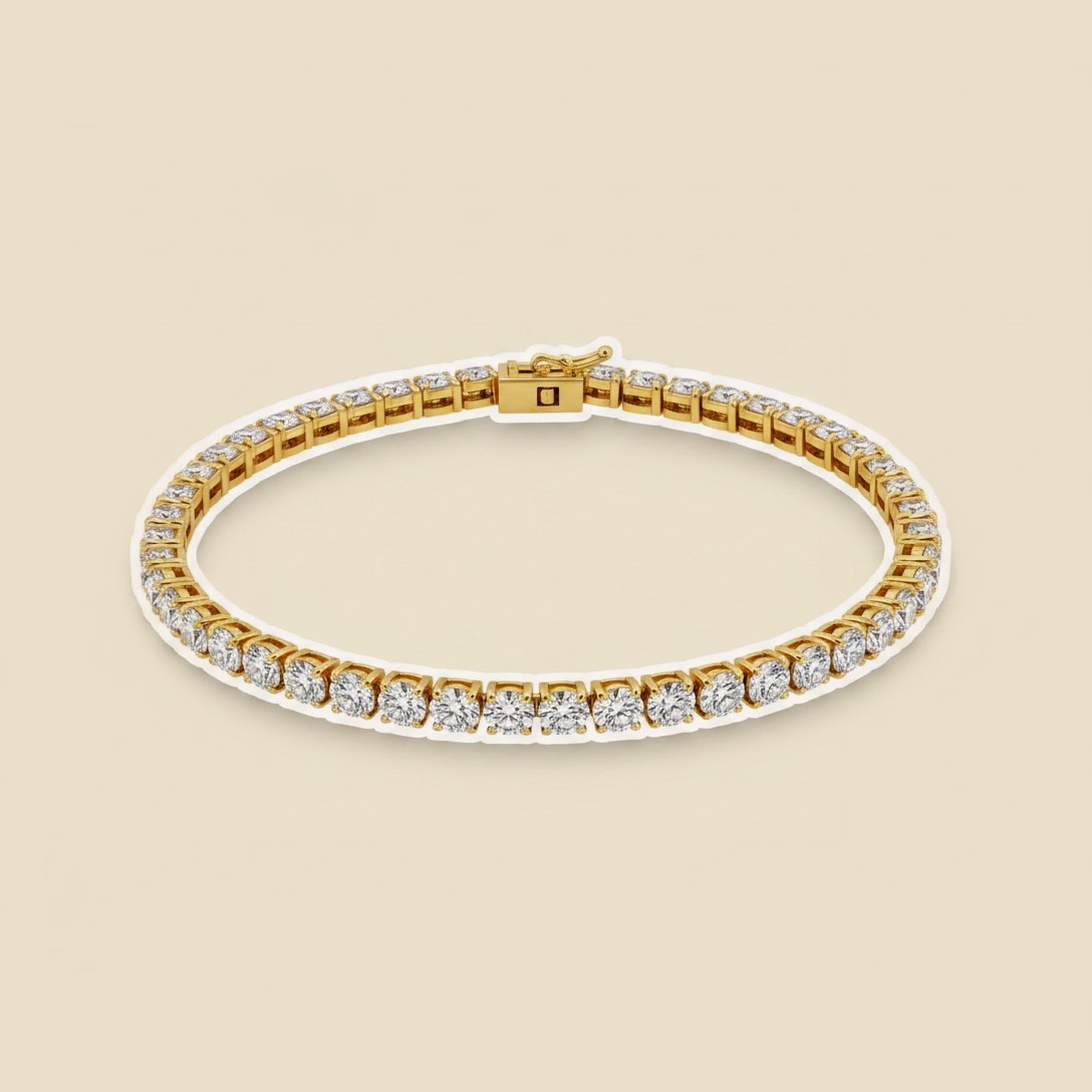 Yellow Gold 3 Prong Diamond Line Bracelet